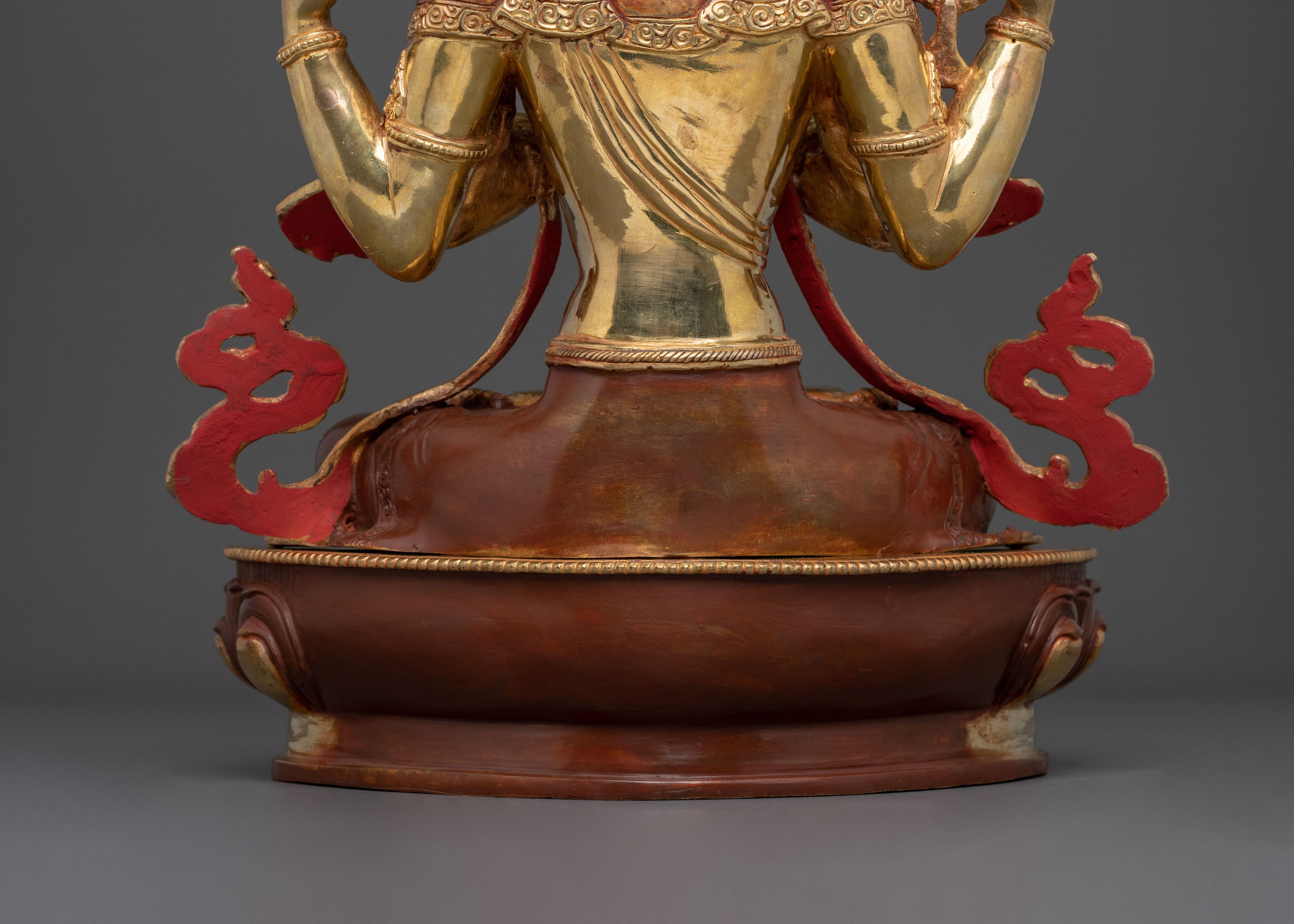 Chenrezig Fire Gold Gilded Sculpture | Altar Home Decor