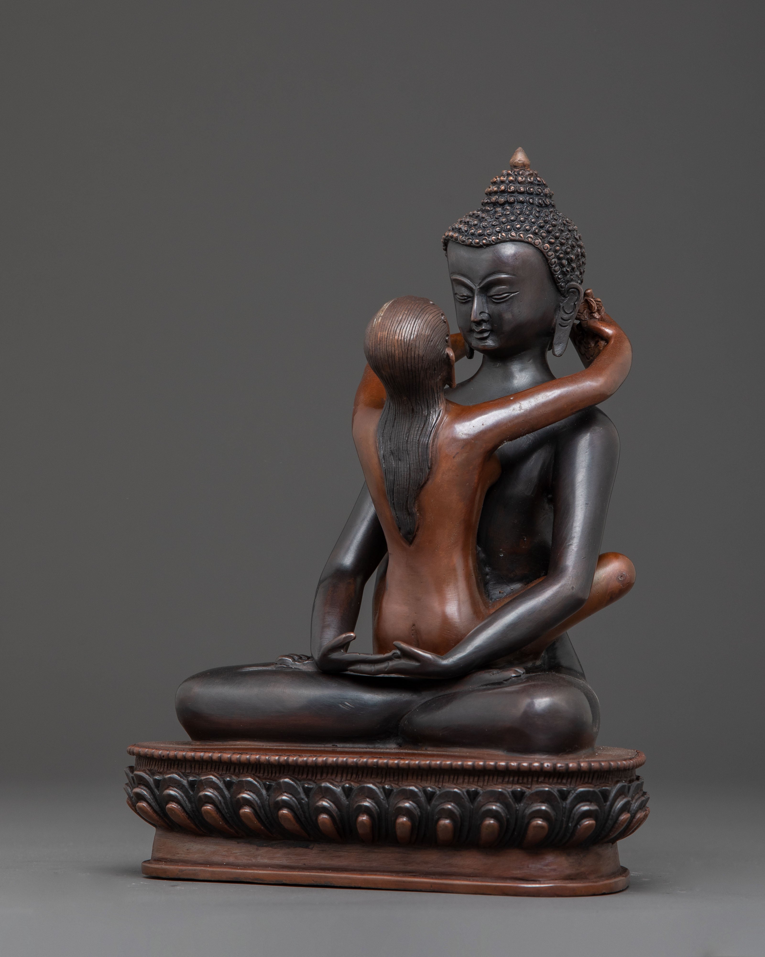 Oxidized Tibetan Samantabhadra With Consort Statue | Tantric Deity for Meditation