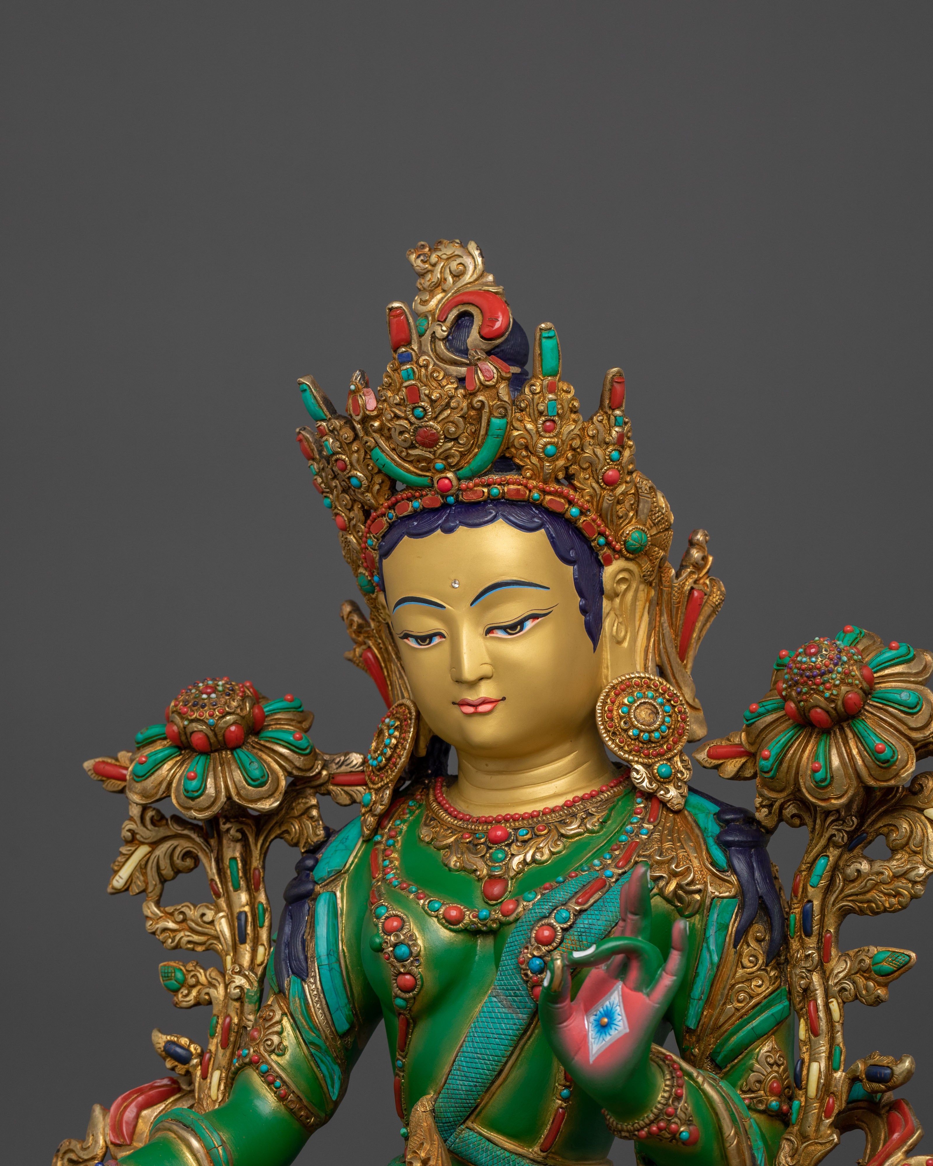 Himalayan Shyama Tara Sacred Statue Gilded in 24K Gold