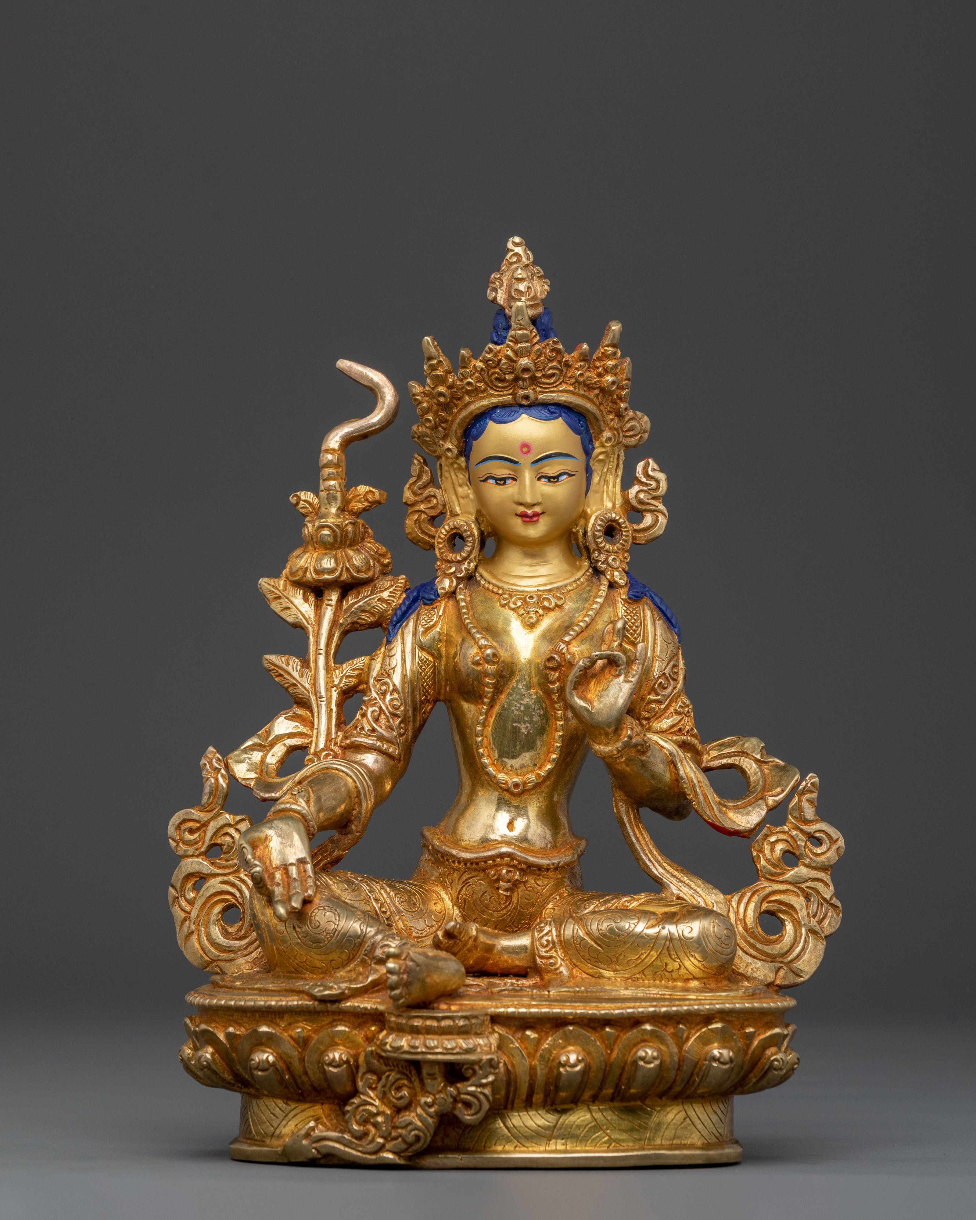 21 Tara: Handcrafted 24K Gold Gilded Statue Set