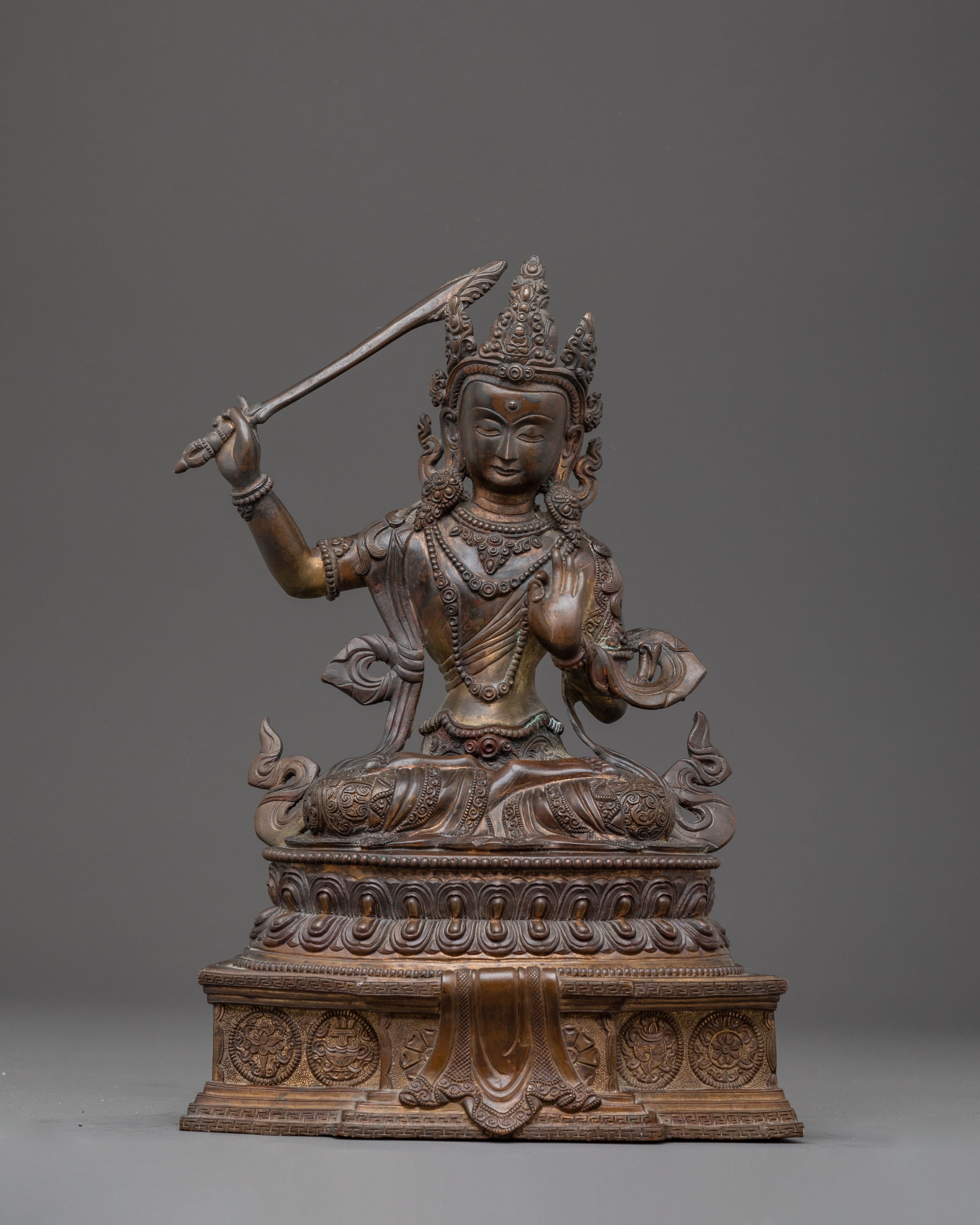 Traditional Buddhist Manjushri Statue | Handcrafted Spiritual Decor