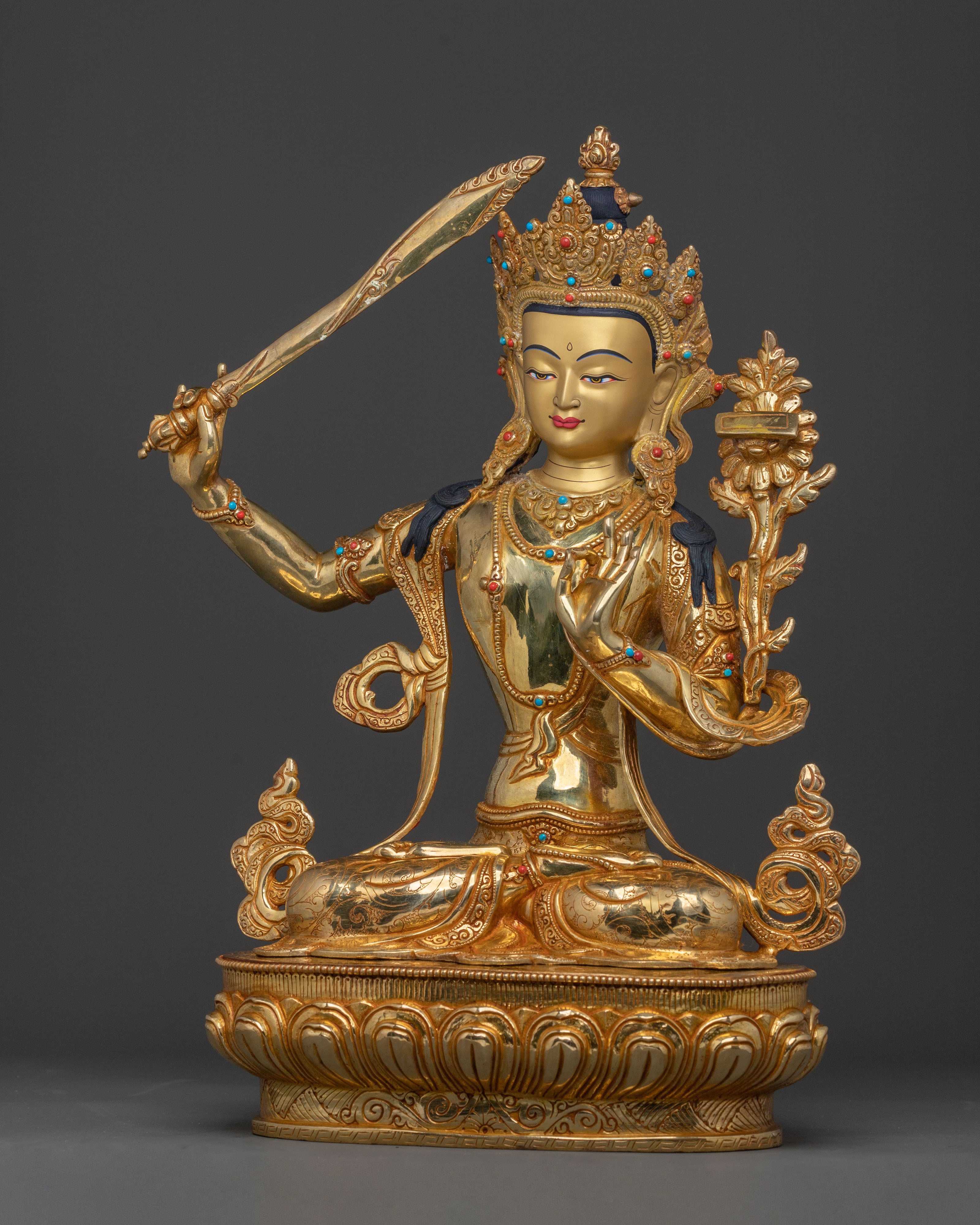 Wisdom Buddha Manjushri Statue | Enlightened Wisdom Altar Decor