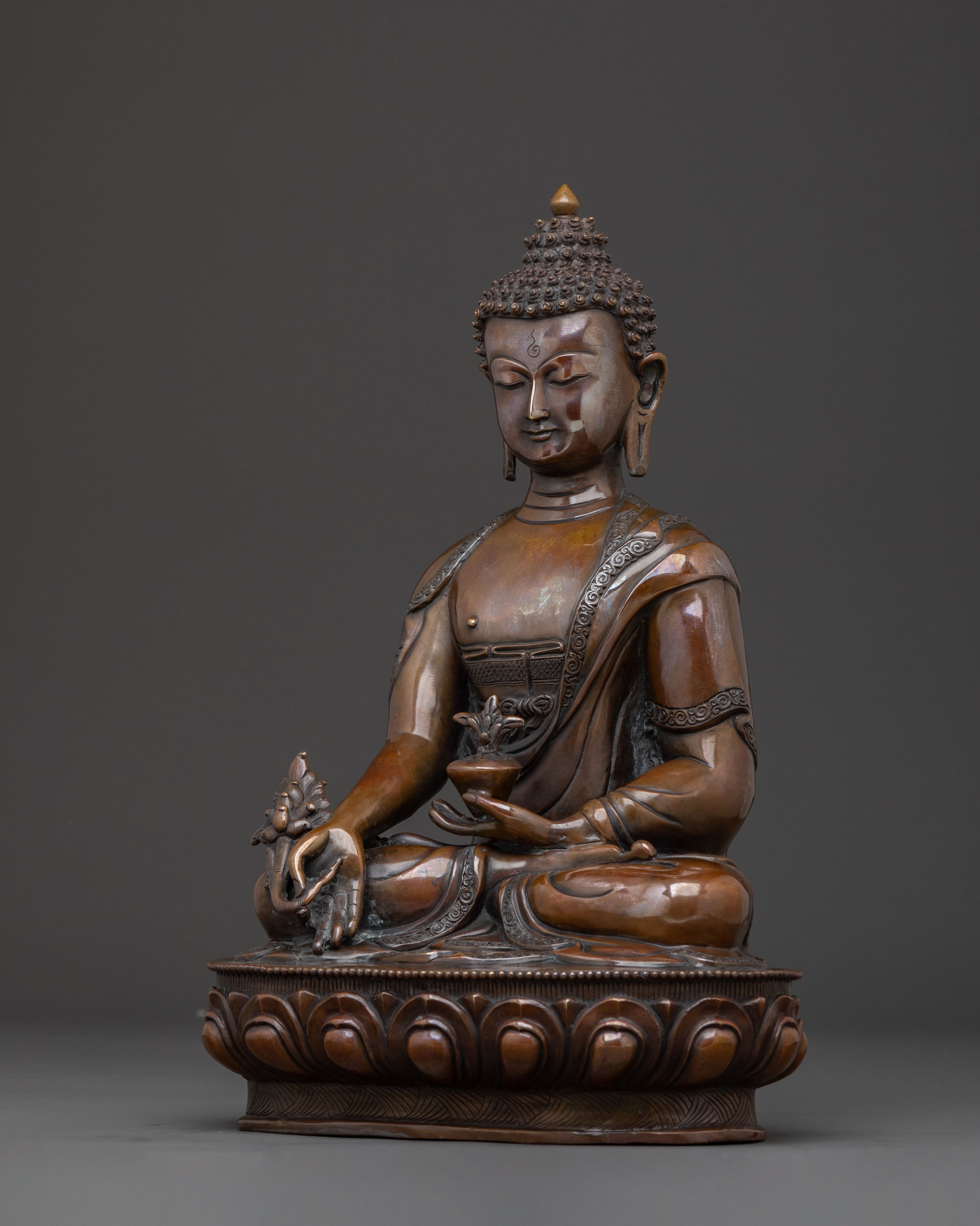 Medicine Buddha Spiritual Sculpture: Altar Decor