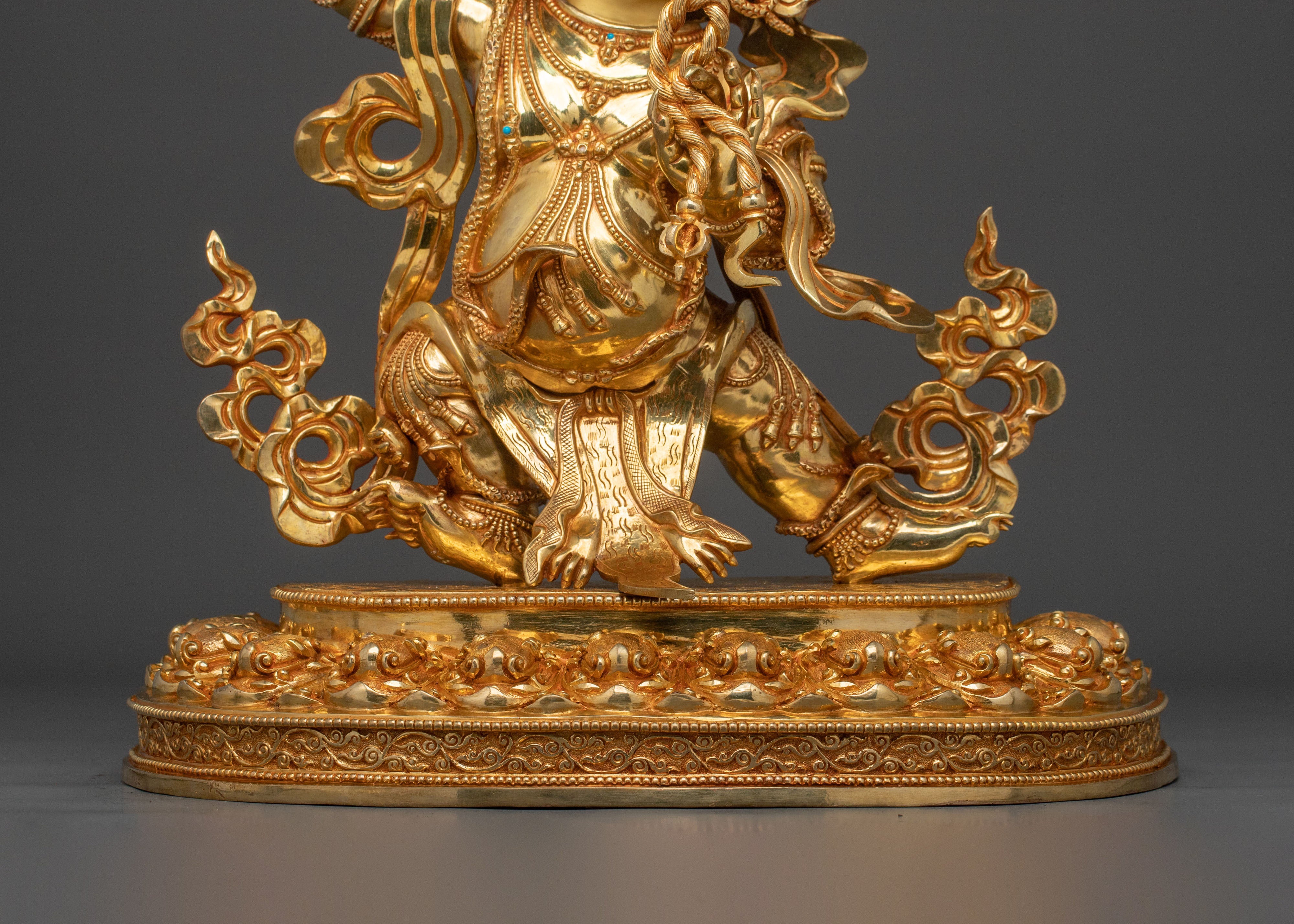 Radiant 24K Gold Gilded Wrathful Vajrapani Buddhist Sculpture