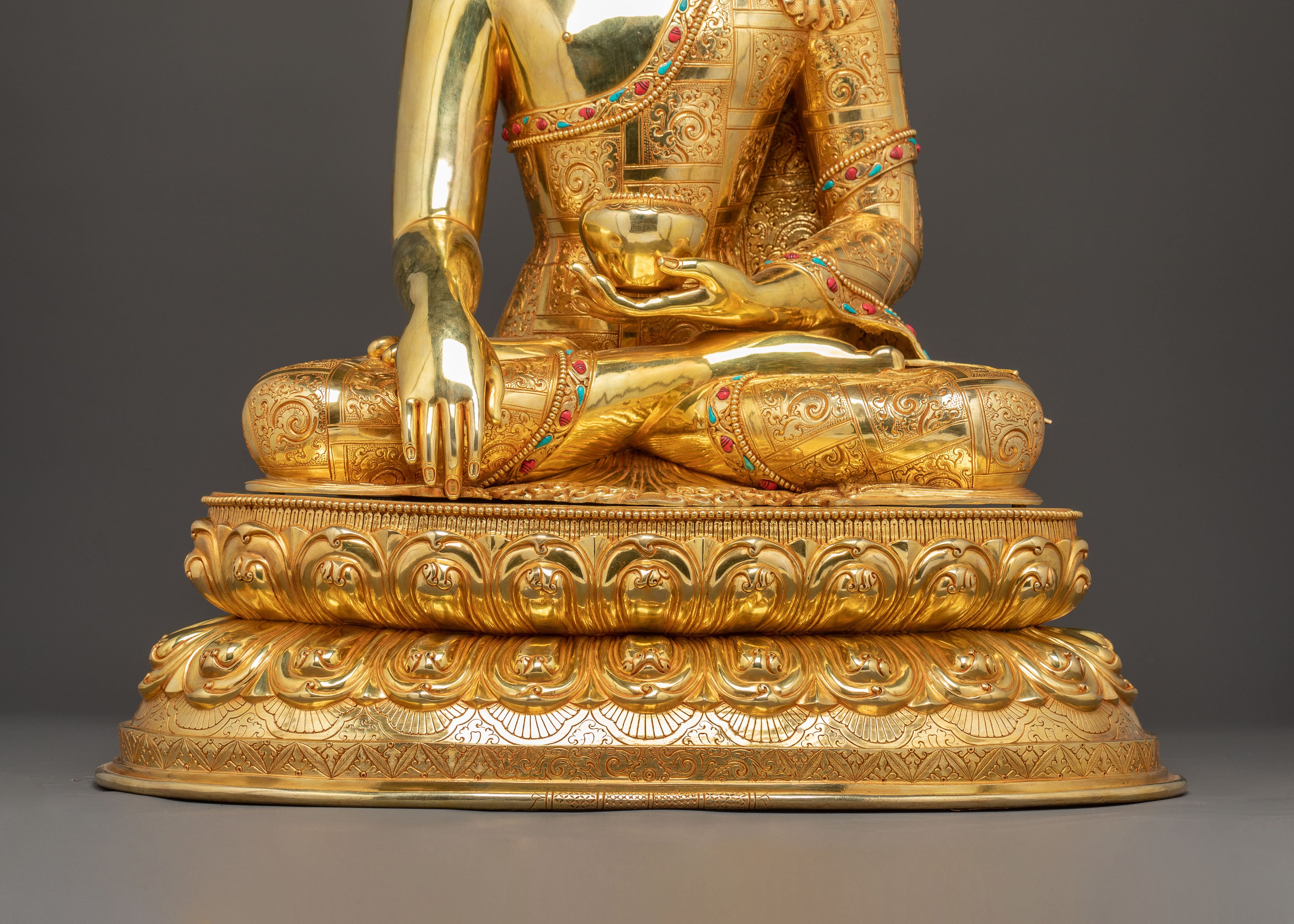 Handmade Golden Gautama Buddha Statue | Divine Dharma Teacher