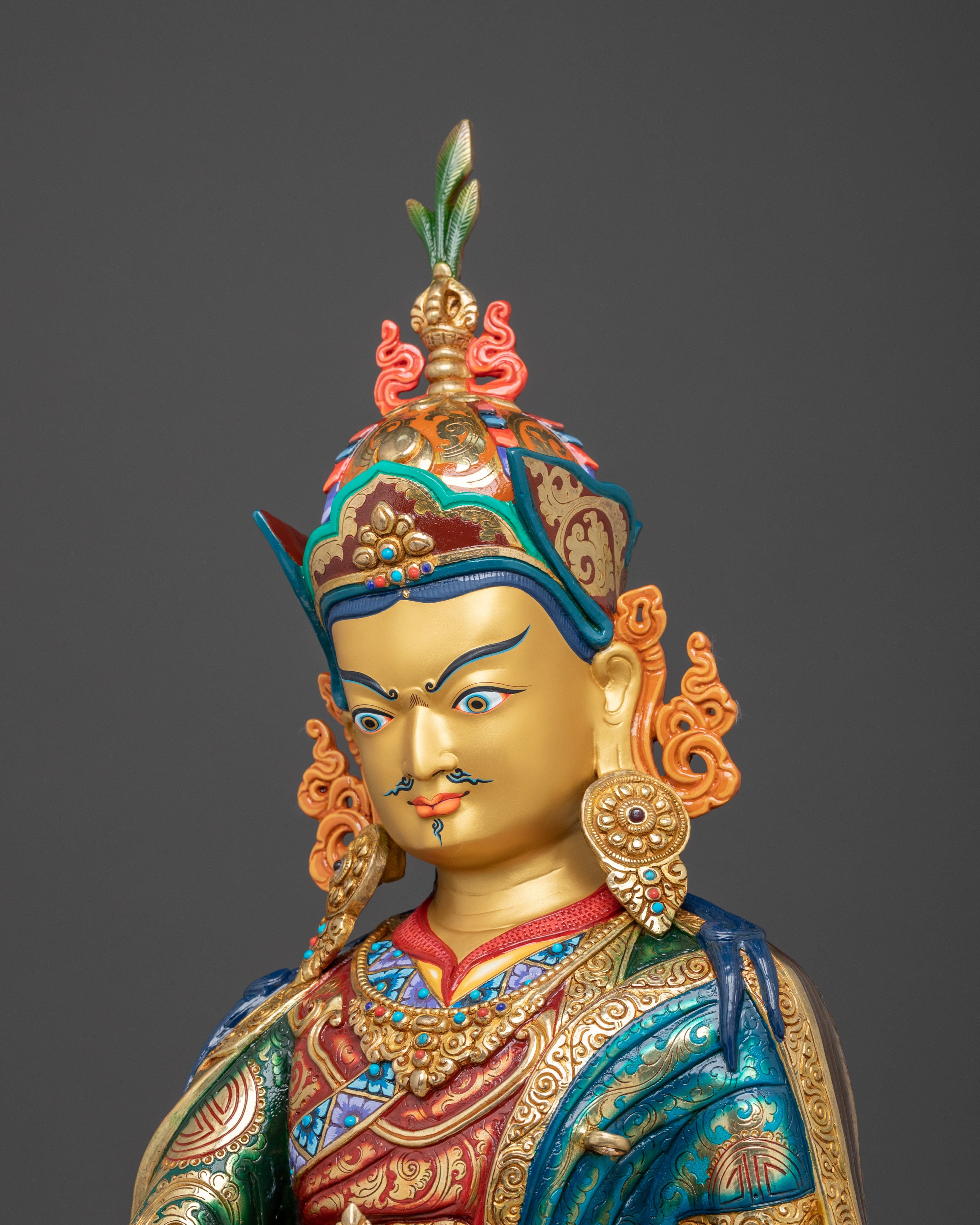 Magnificent Guru Rinpoche Vajra Master Statue | 24K Gold Gilded
