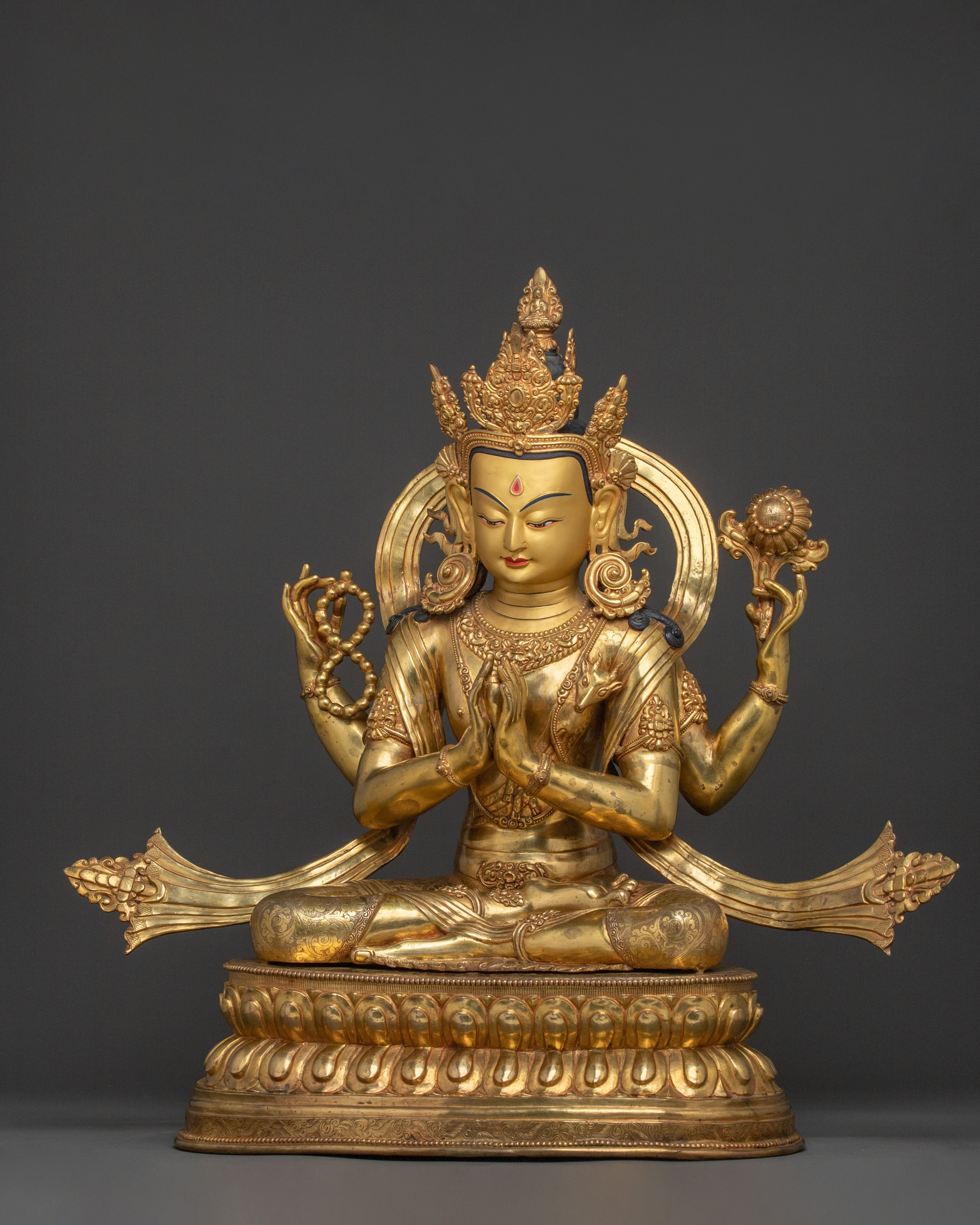 Peaceful Chenrezig Statue | Tibetan Buddhist Figurine