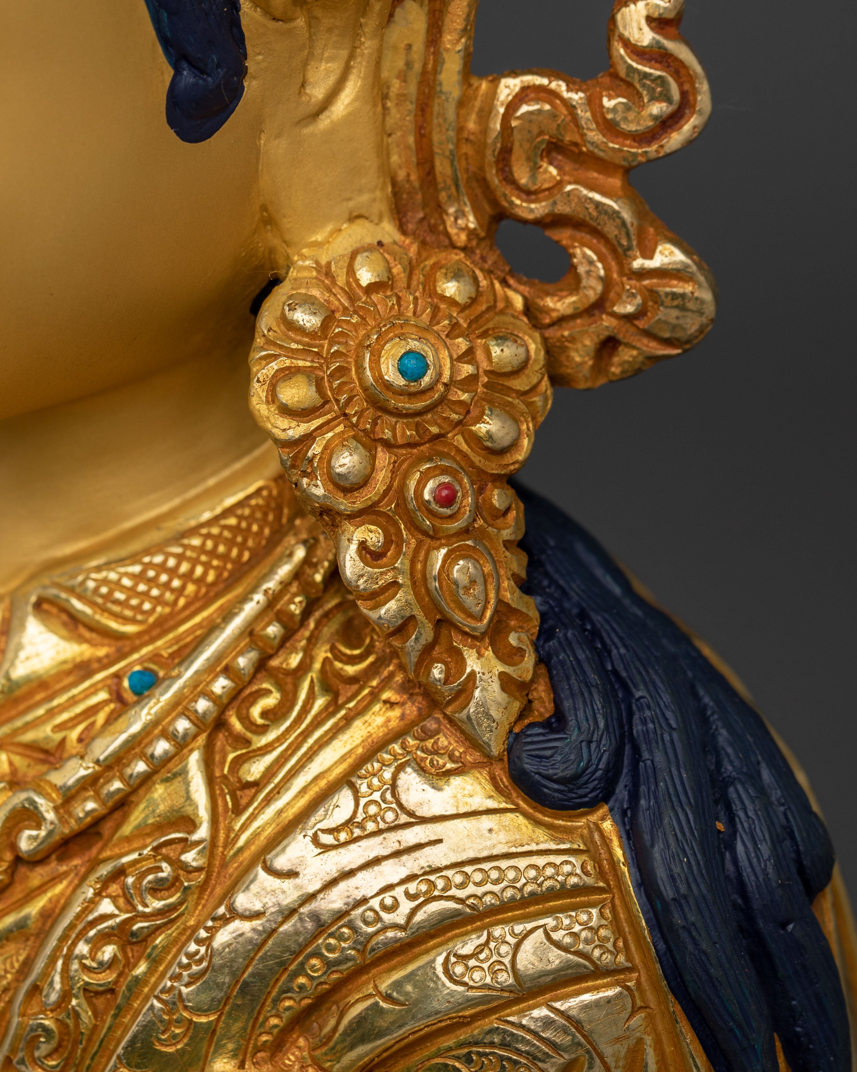 Buddhist Protector Guru Rinpoche Statue | 24K Gold Gilded Artwork