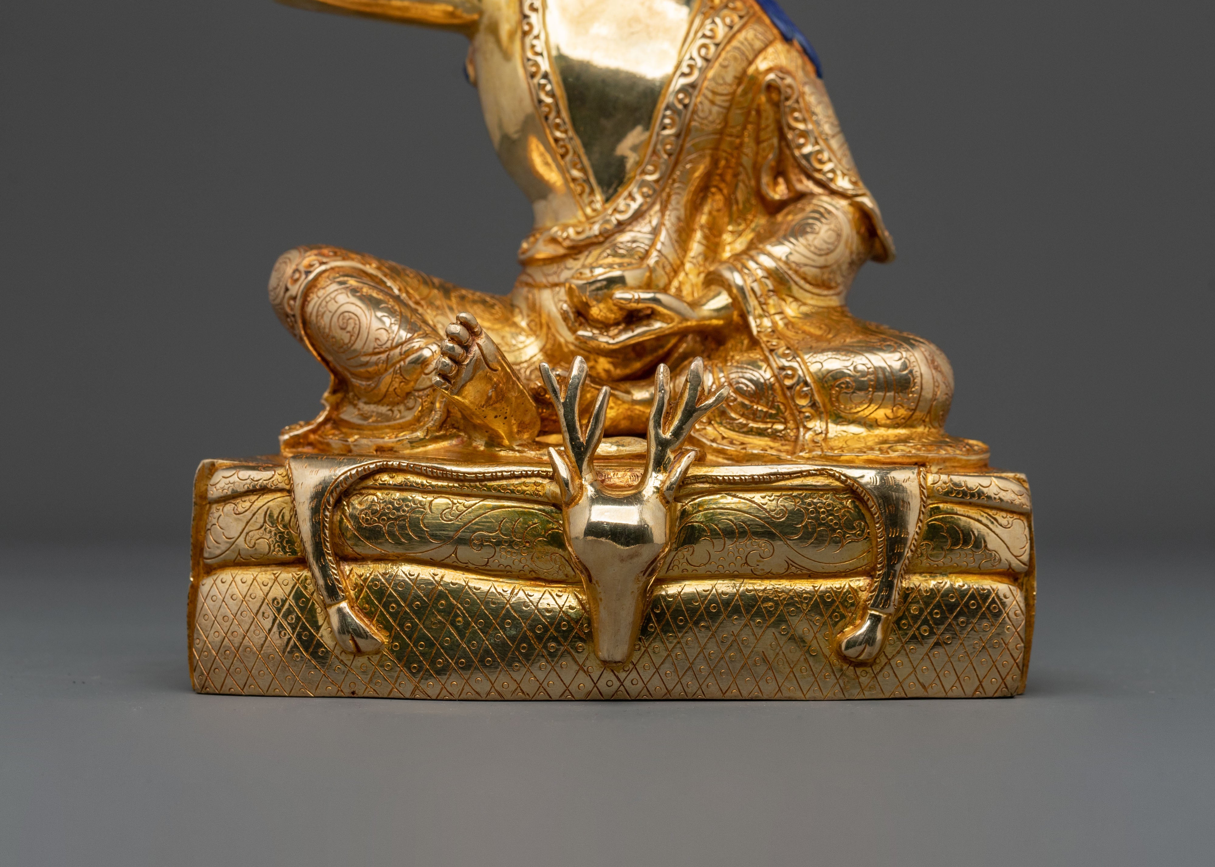 Milarepa Sacred Buddhist Figurine in 24K Gold Gilt