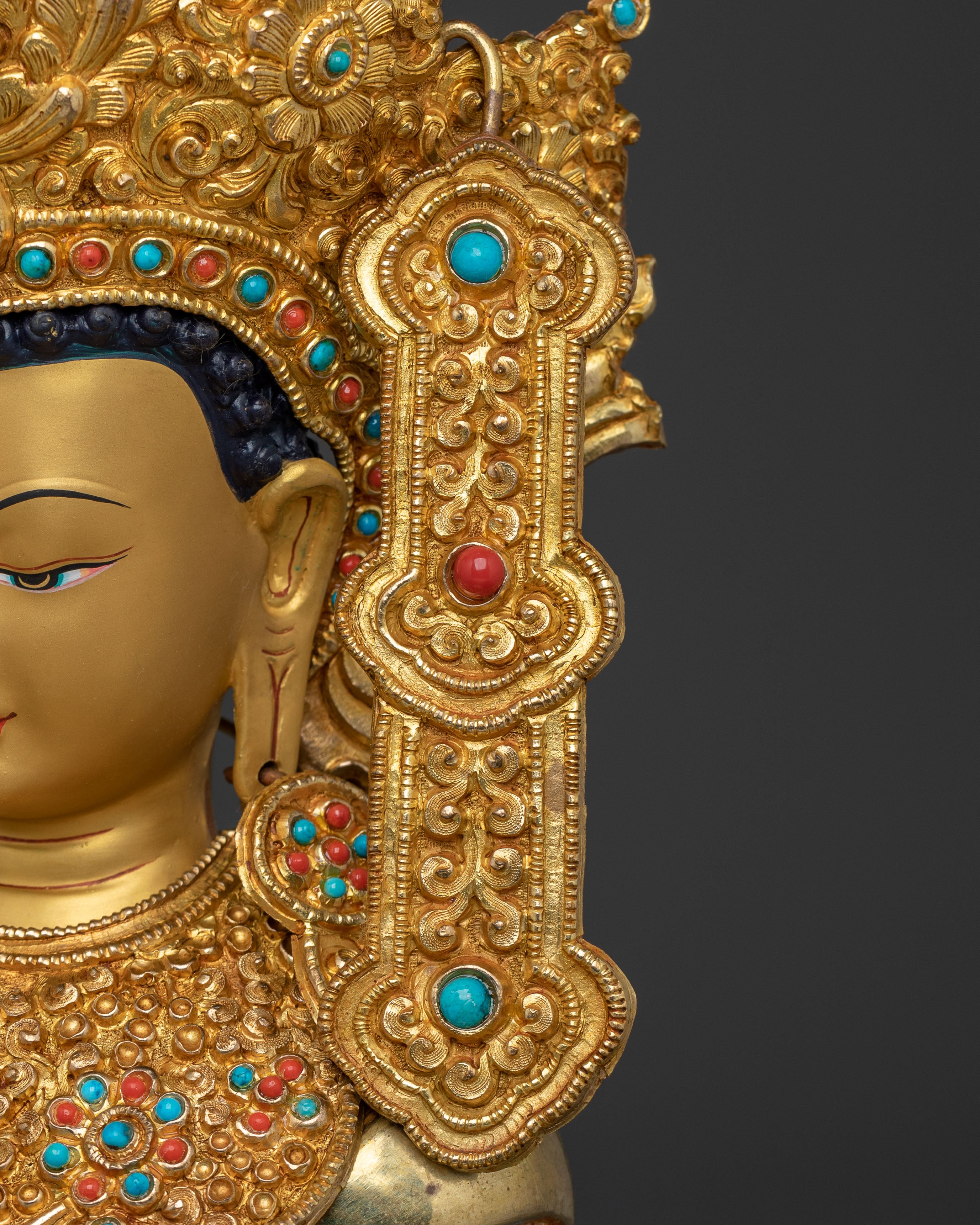 Buddhist Crown Shakyamuni Statue | 24k Gold Glided