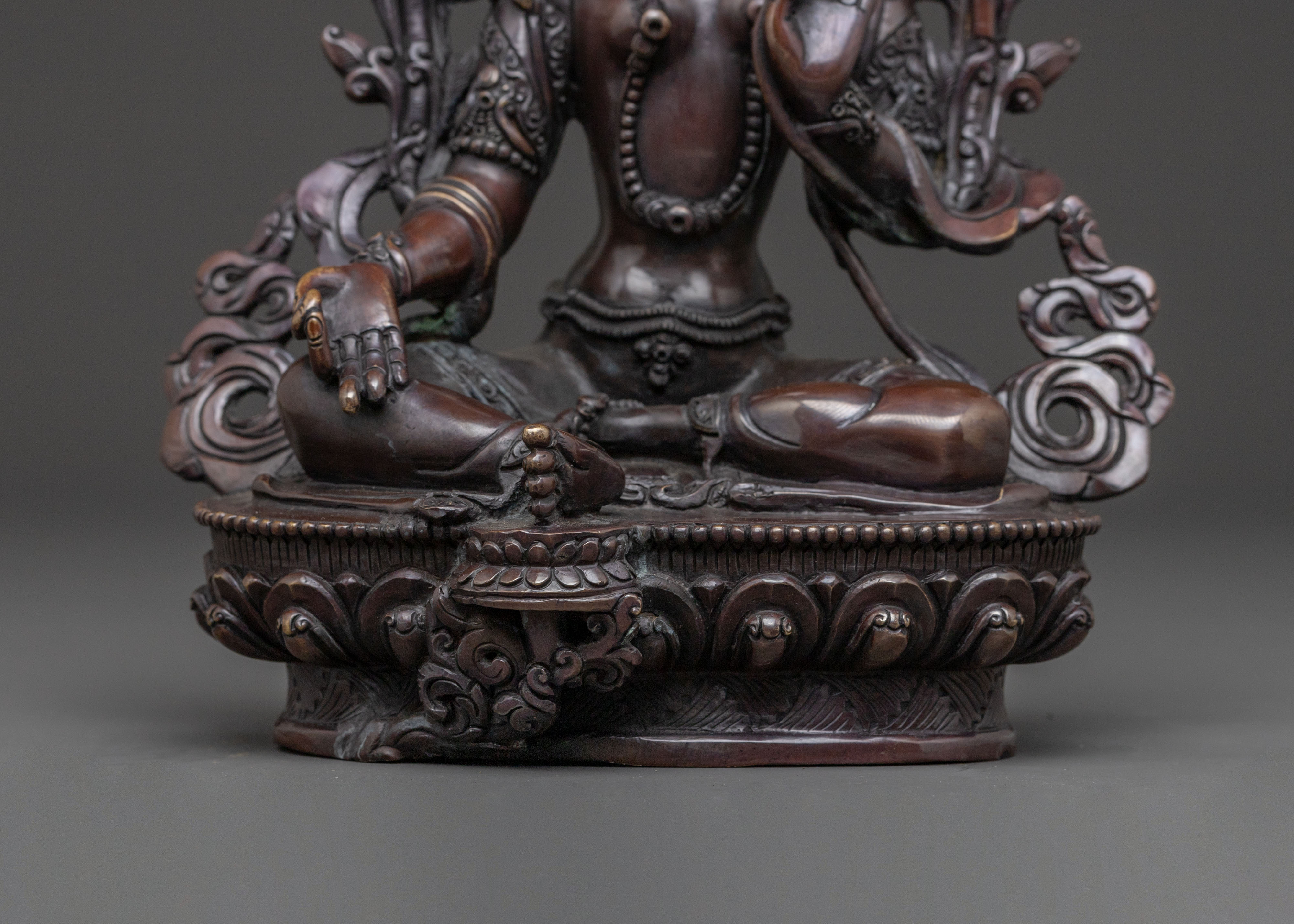 Green Tara Statue | Handcrafted Oxidized Copper Art