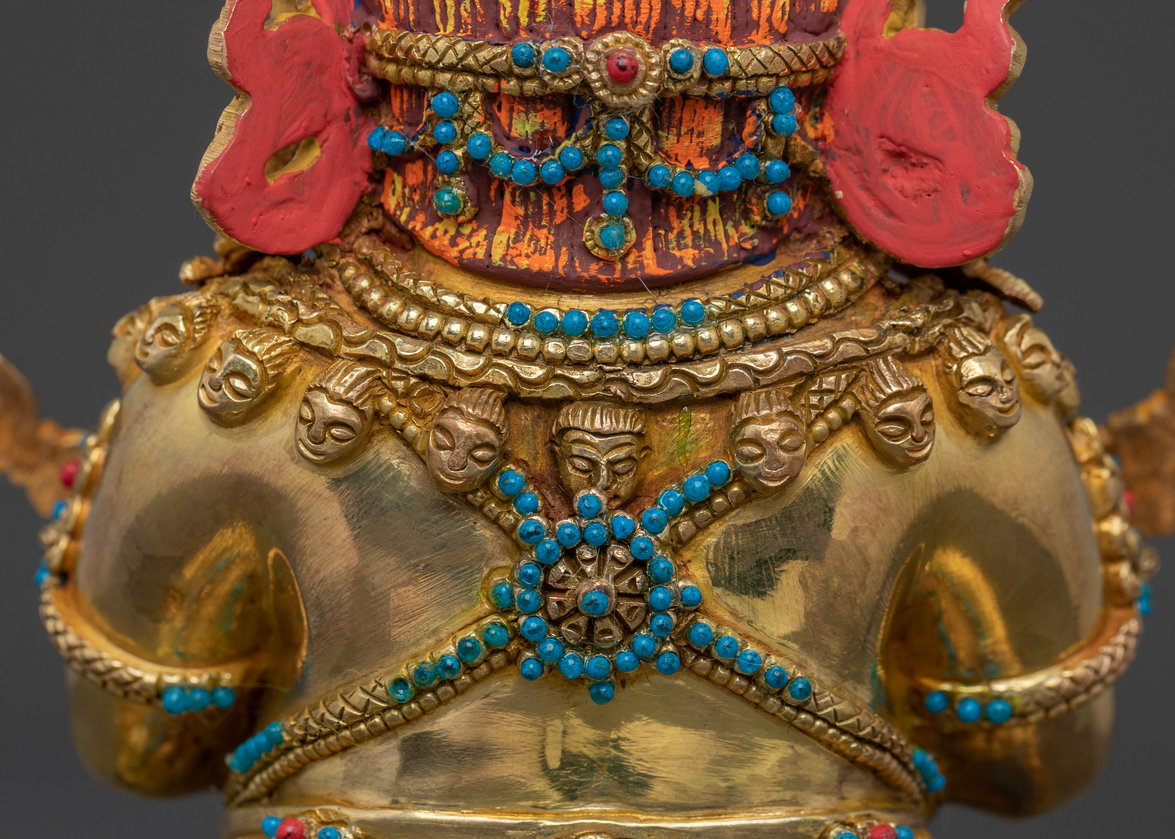 Buddhist Shakya Mahakala Statue | 24K Gold Gilded