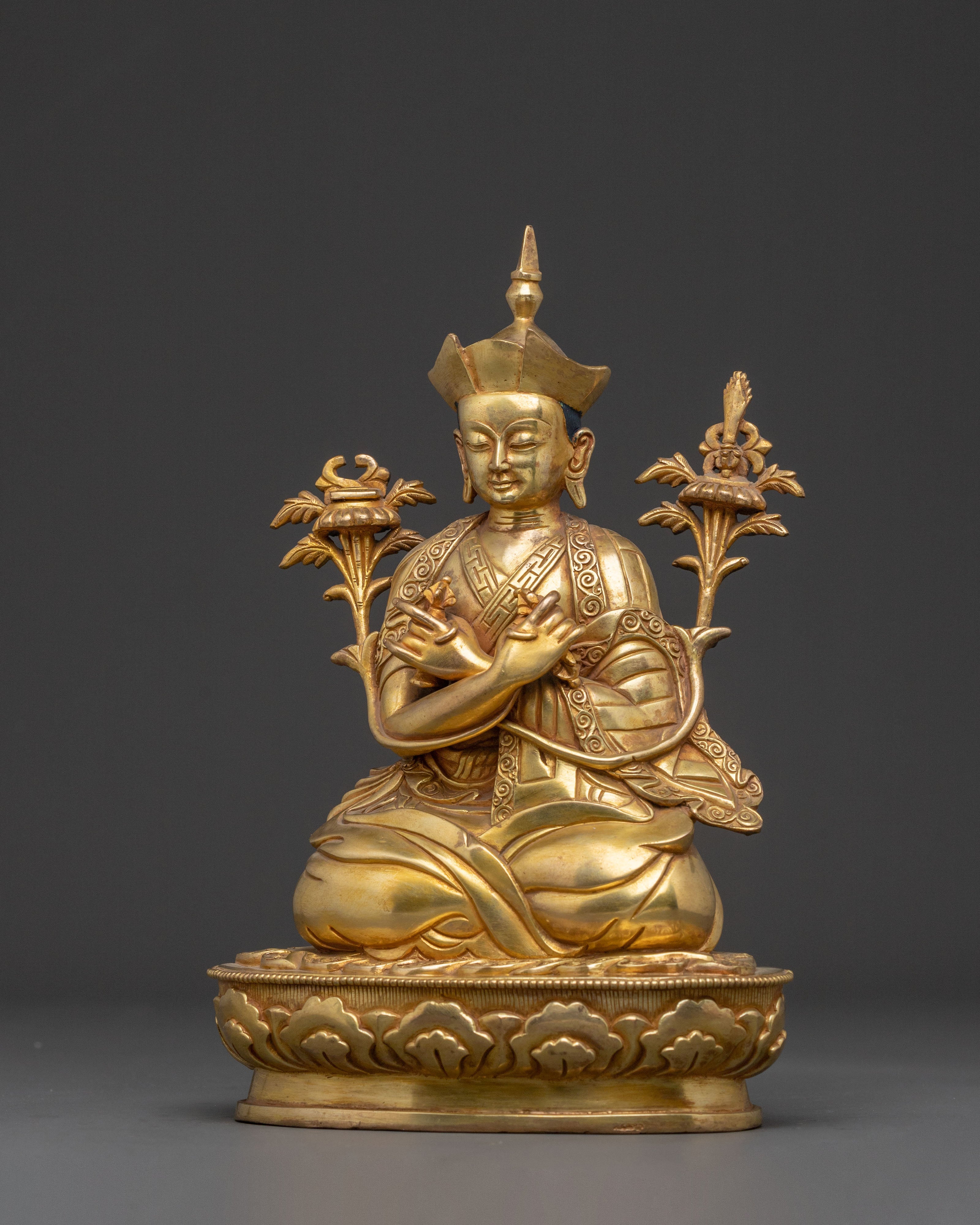 Handcrafted 16th Karmapa Statue: 24k Gold Gilded Serenity