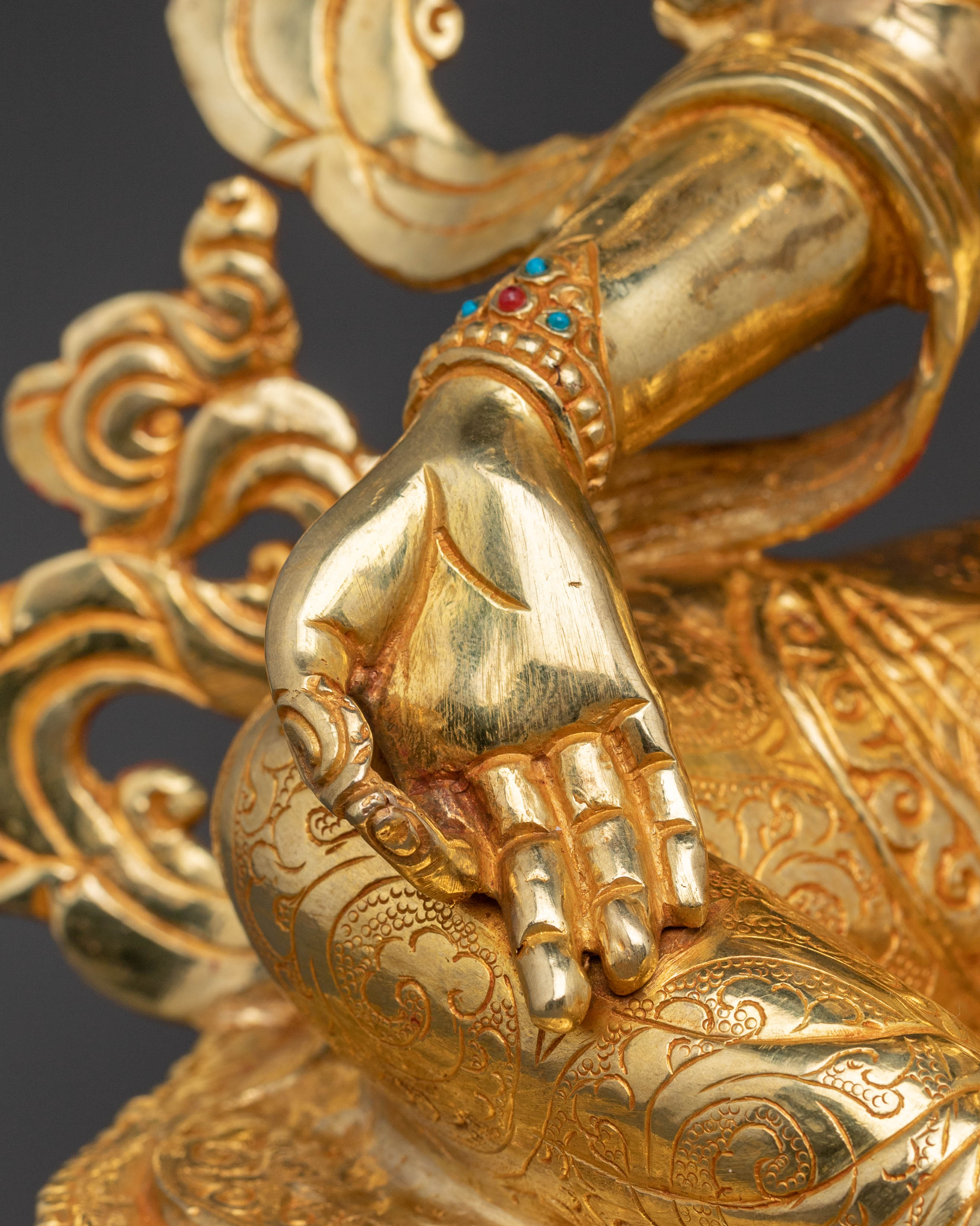 Green Tara Blessed Statue | Serene Gilded Copper Statue