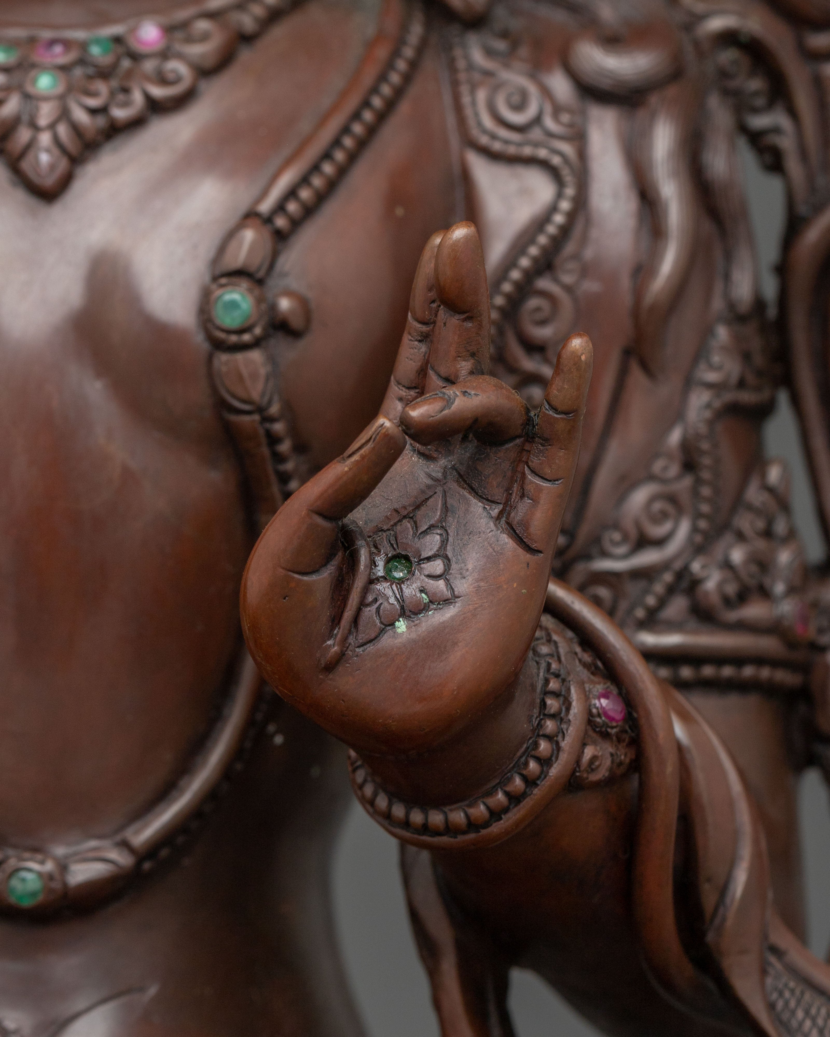 Bodhisattva Sacred Figurine | Oxidized Copper Statue