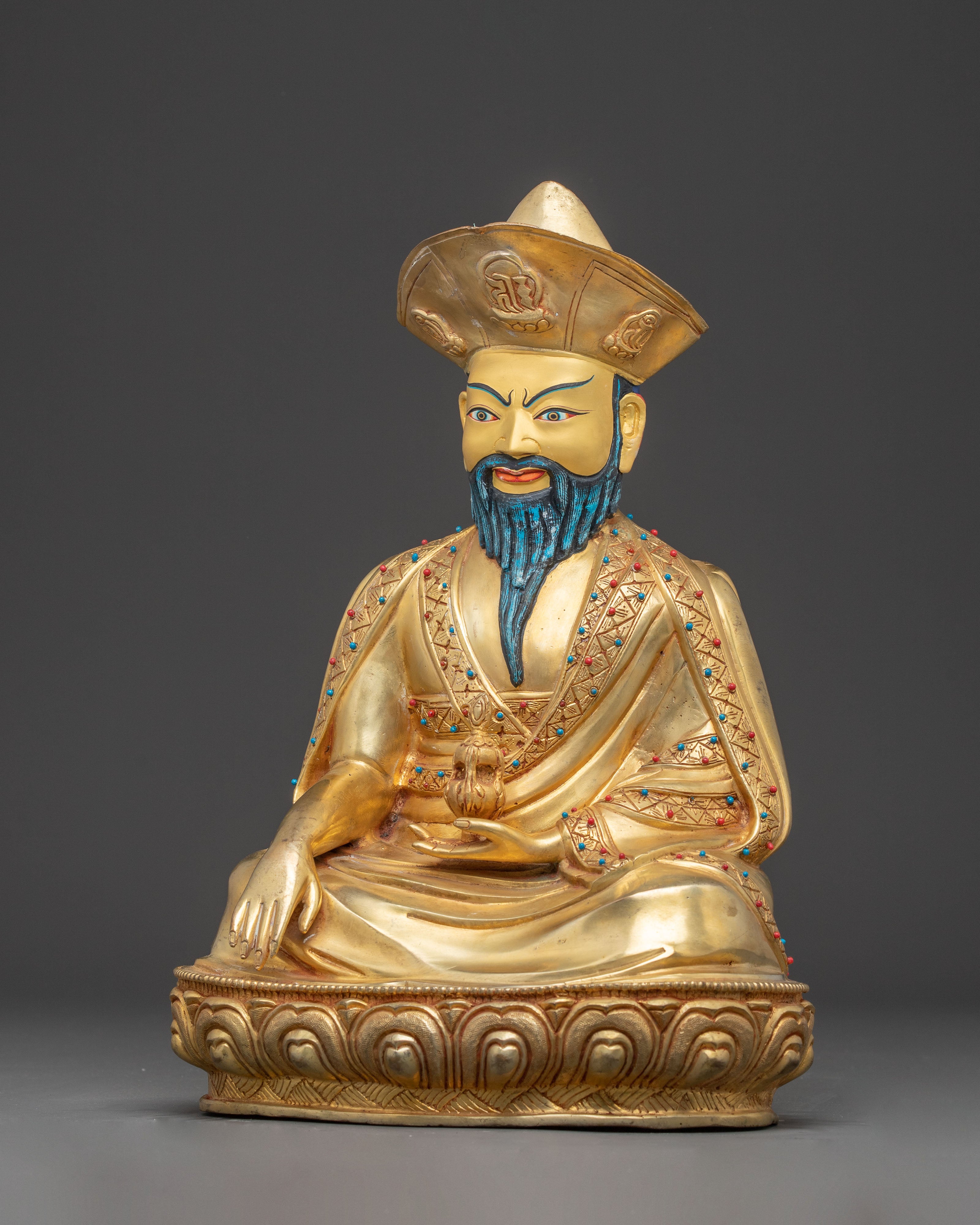 Guru Shapdum Golden Handmade Statue | Traditional Himalayan Art