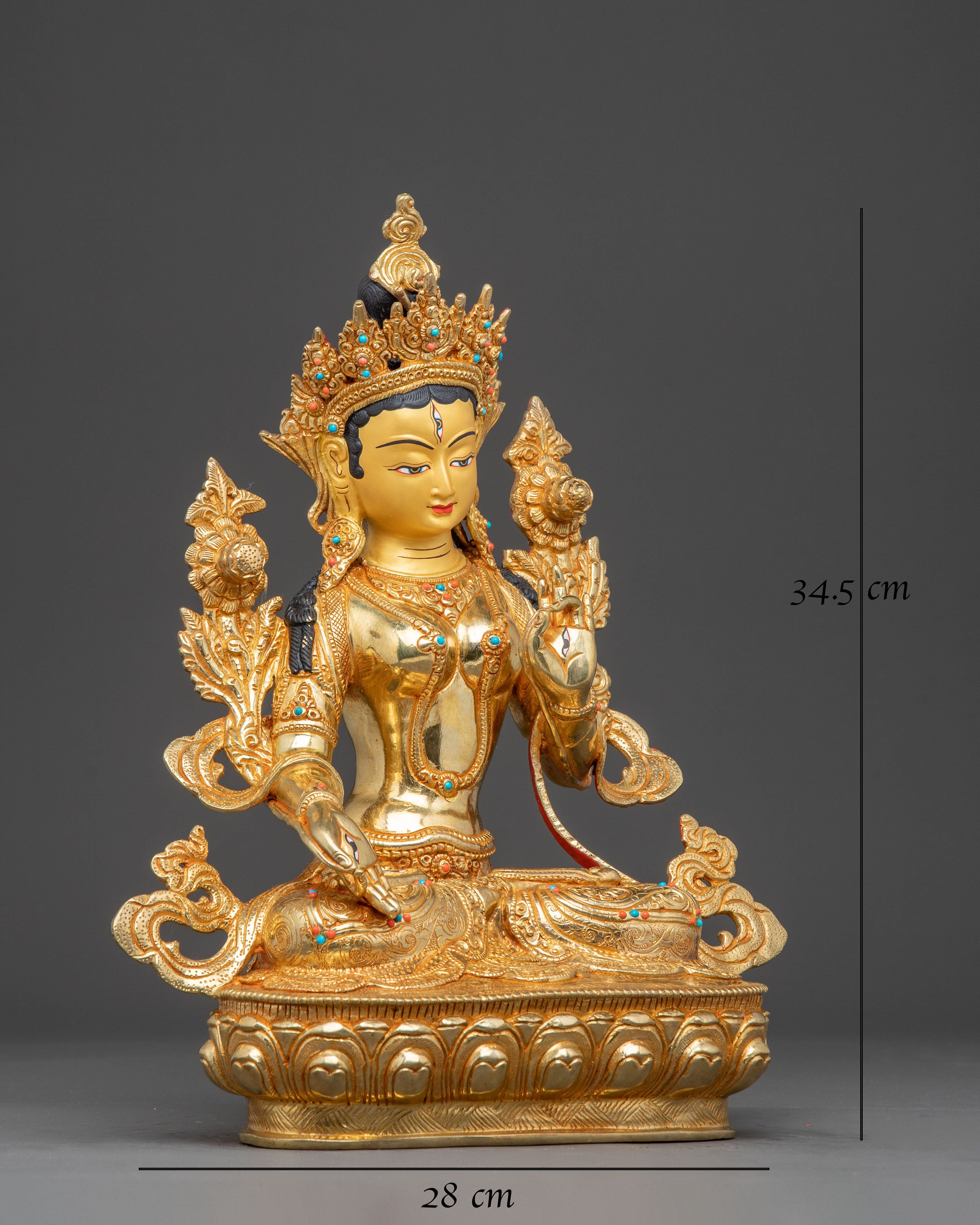 Handmade Sita Tara Copper Statue | Traditional Himalayan Art