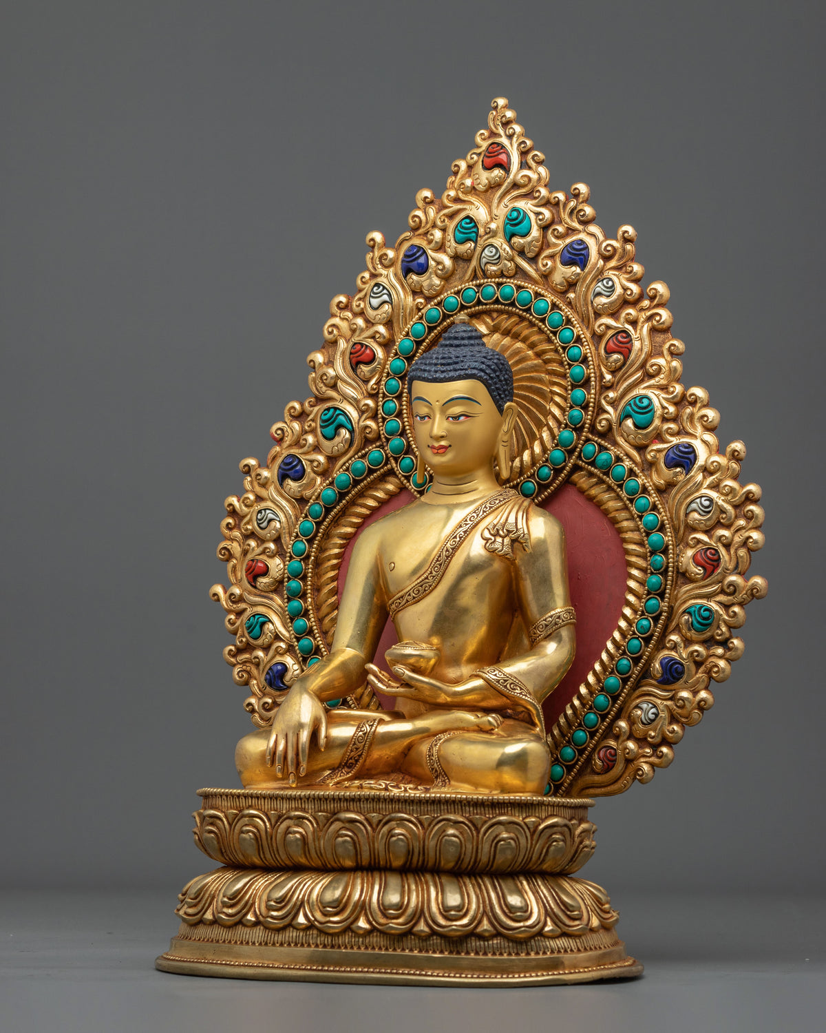 Shakyamuni Buddha Copper Statue | 24k Gold Gilded Figurine