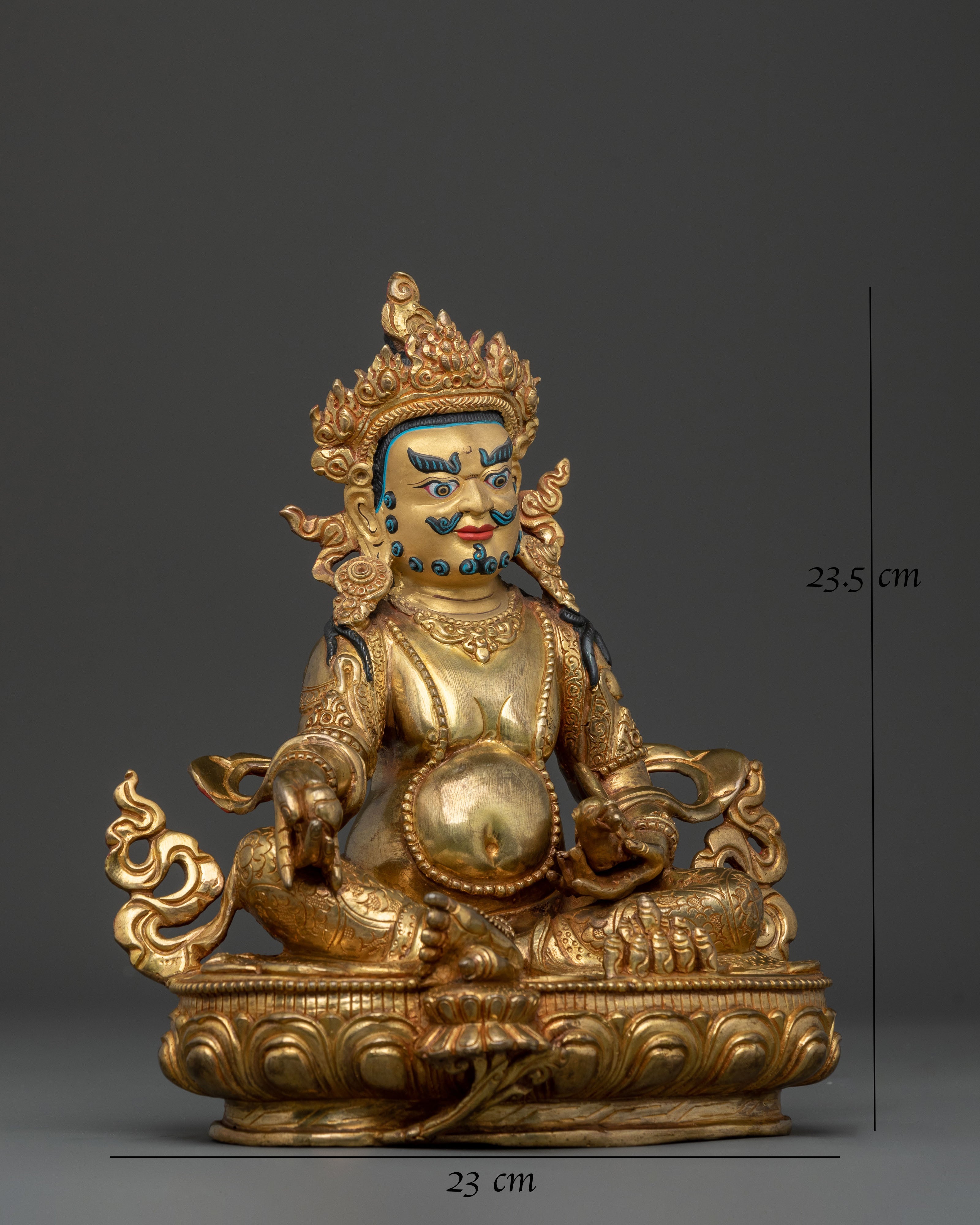 24K Gold Gilded Dzambhala Wealth Blessing Sculpture