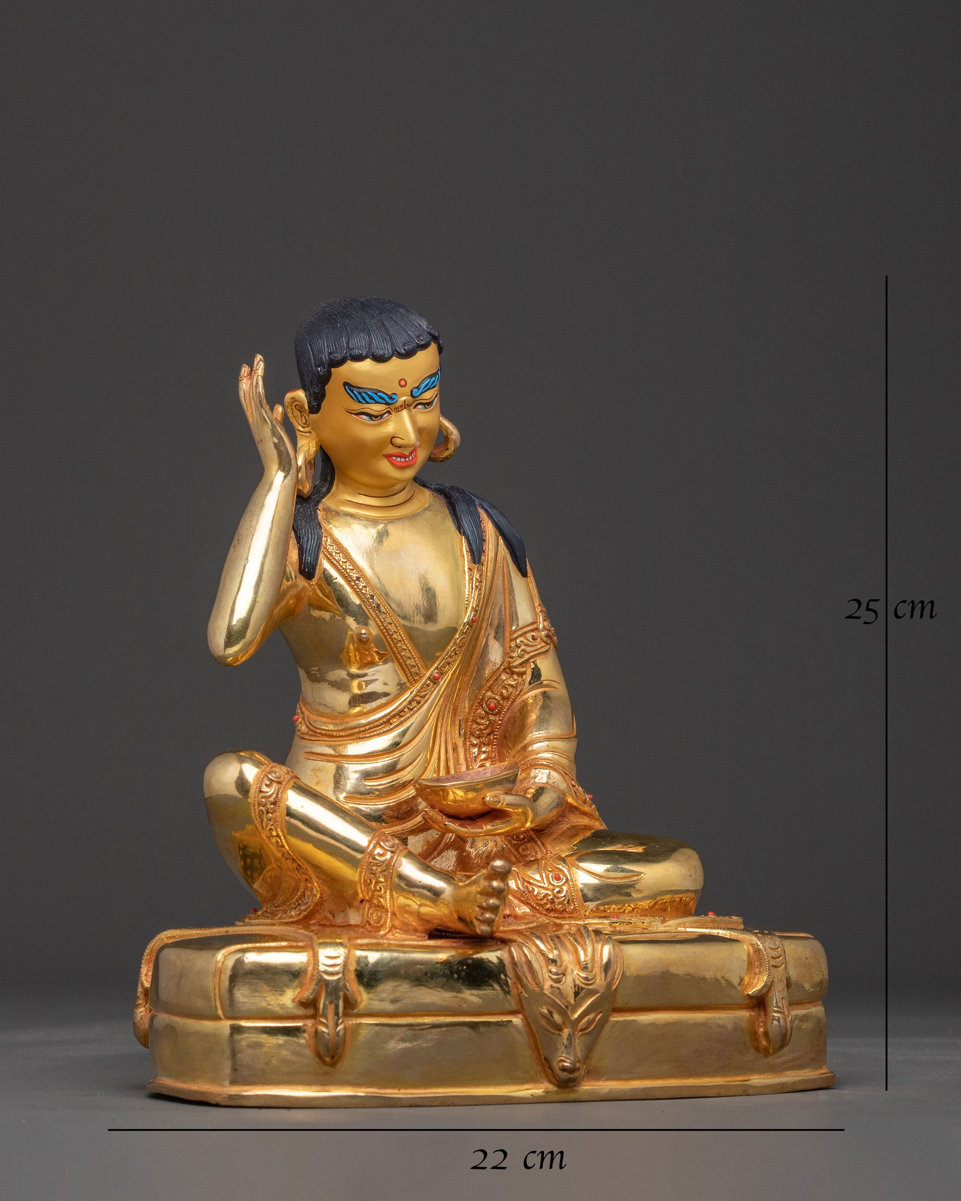 Milarepa Buddhist Statue - Handcrafted 24K Gold Gilded Copper Statue