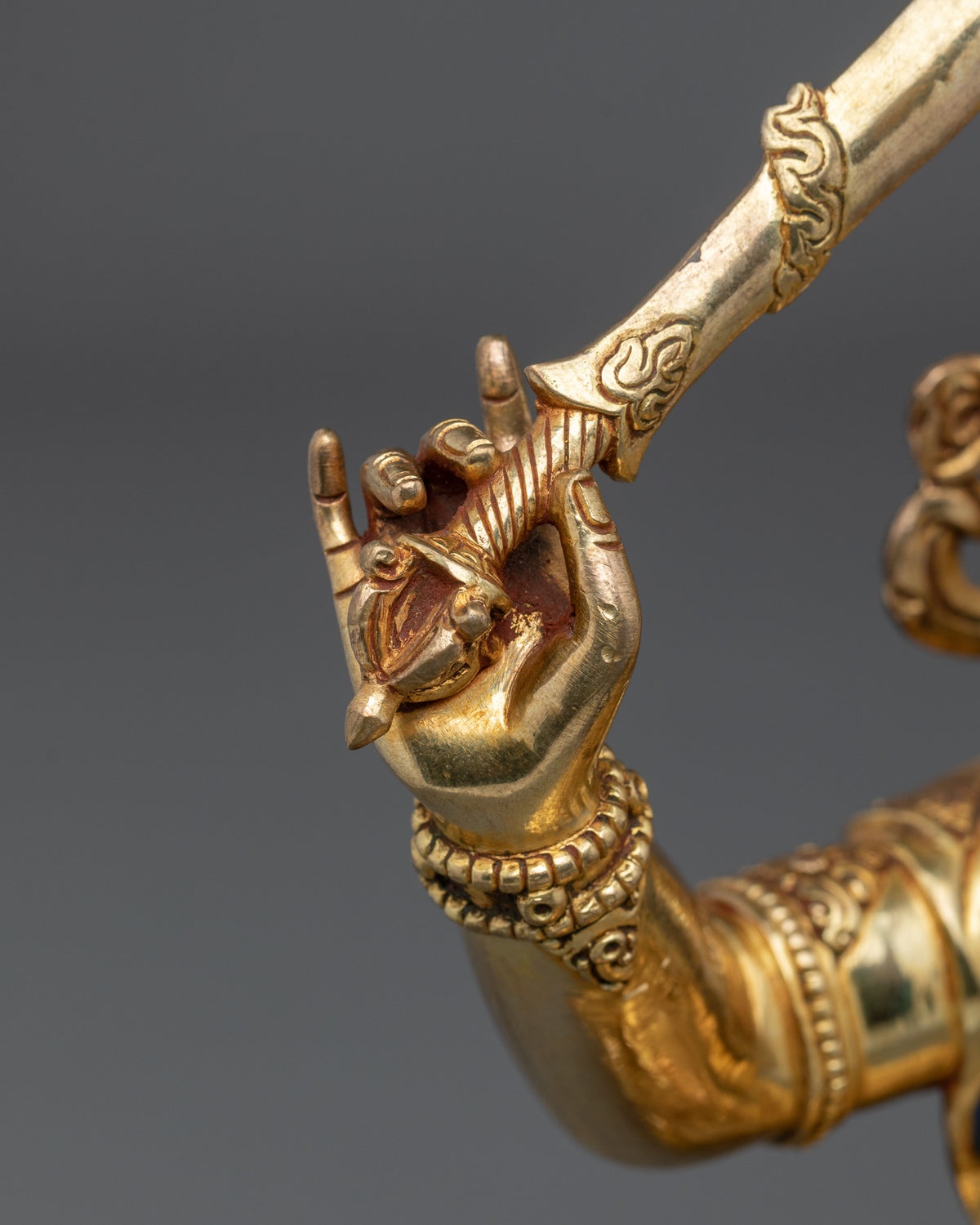 Manjughoṣa 24K Gold Gilded Sculpture | Copper Figurine