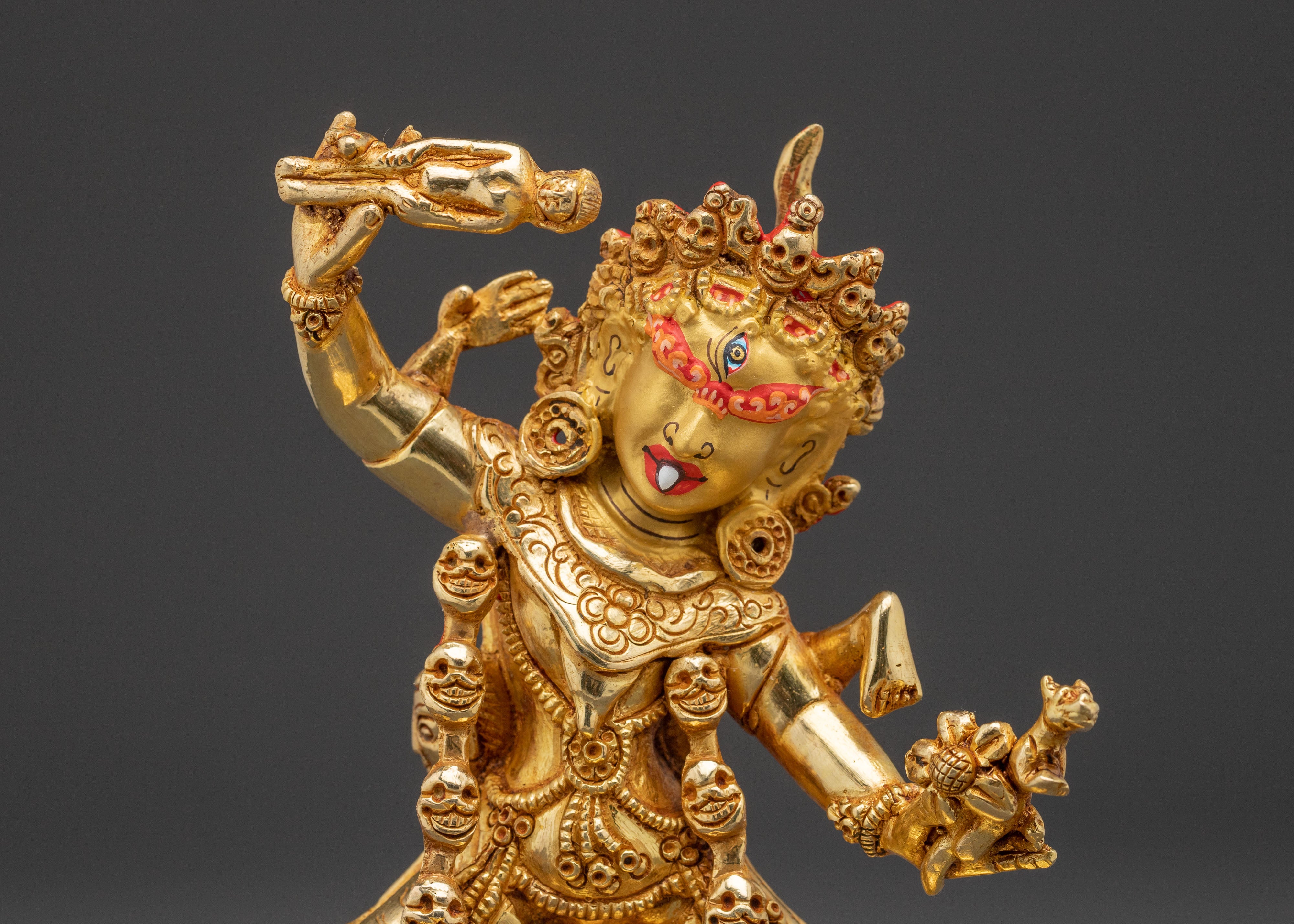 24k Gold Gilded Ekajati Statue: Fierce Protector