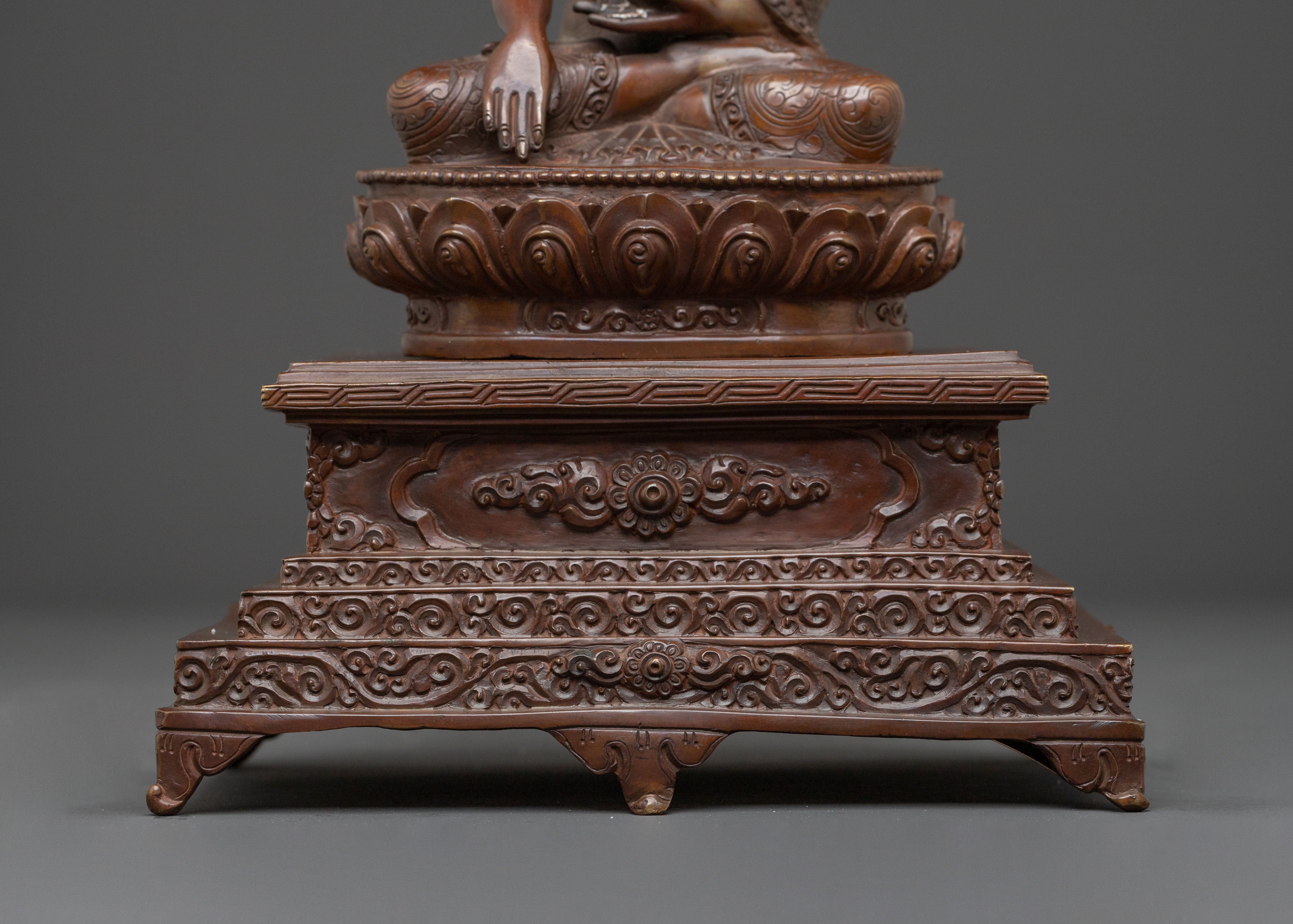 Shakyamuni Buddha Statue | Oxidized Copper Figure