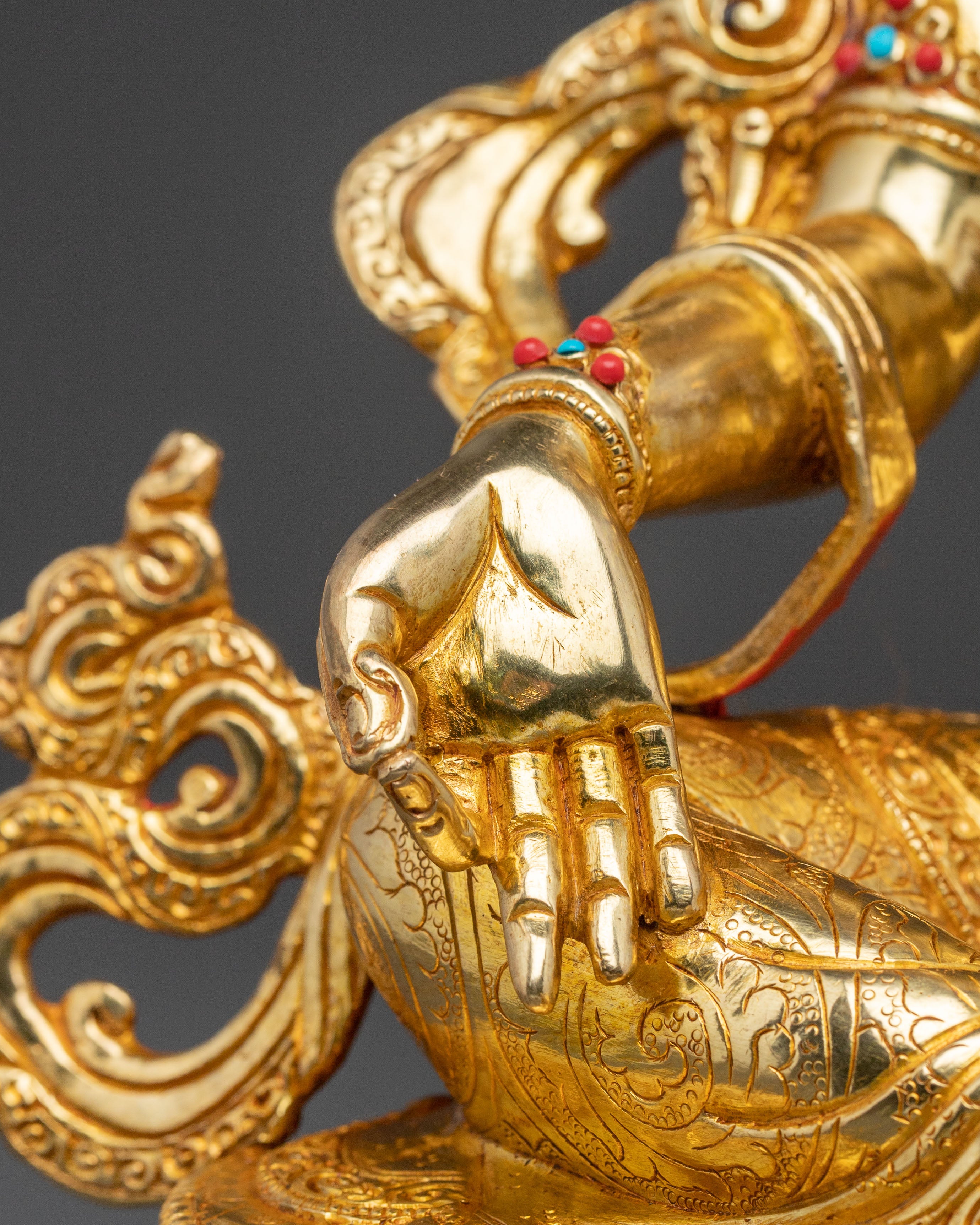 Golden Green Tara Statue for Protection | Altar Decor