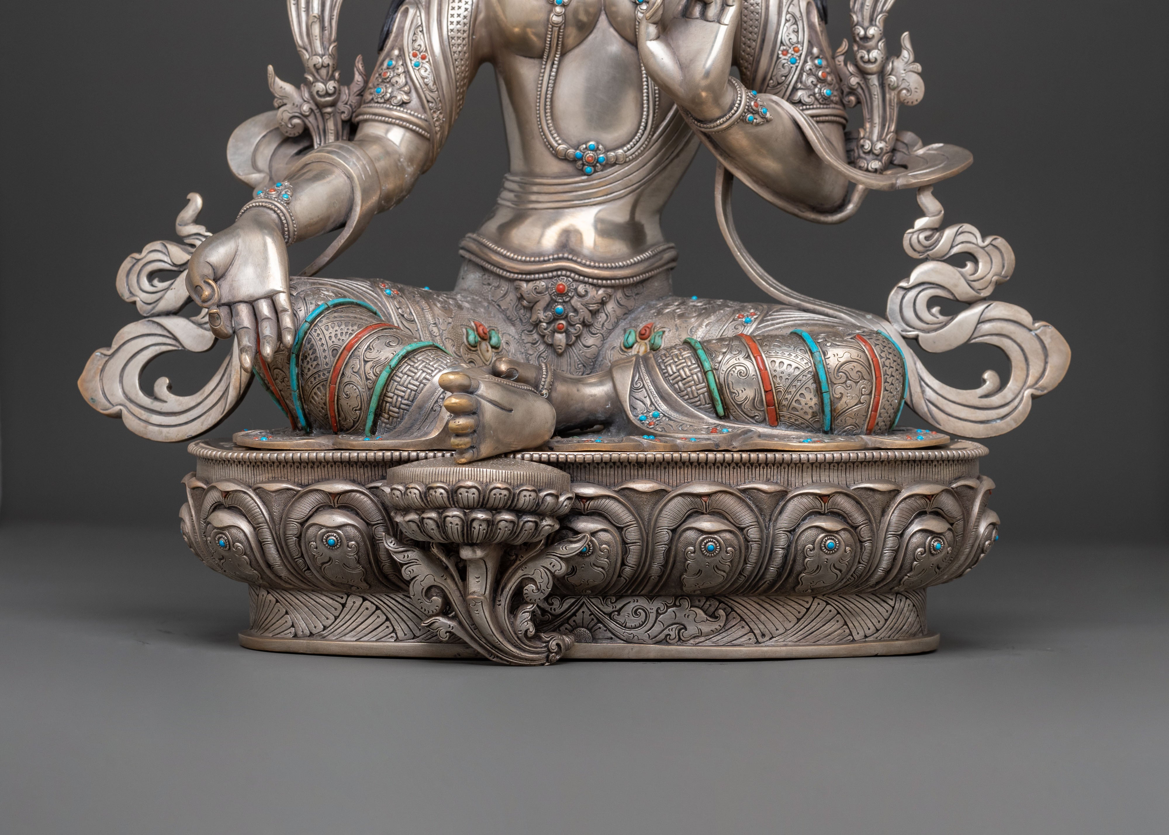 Green Tara Silver Statue | Swift Protector