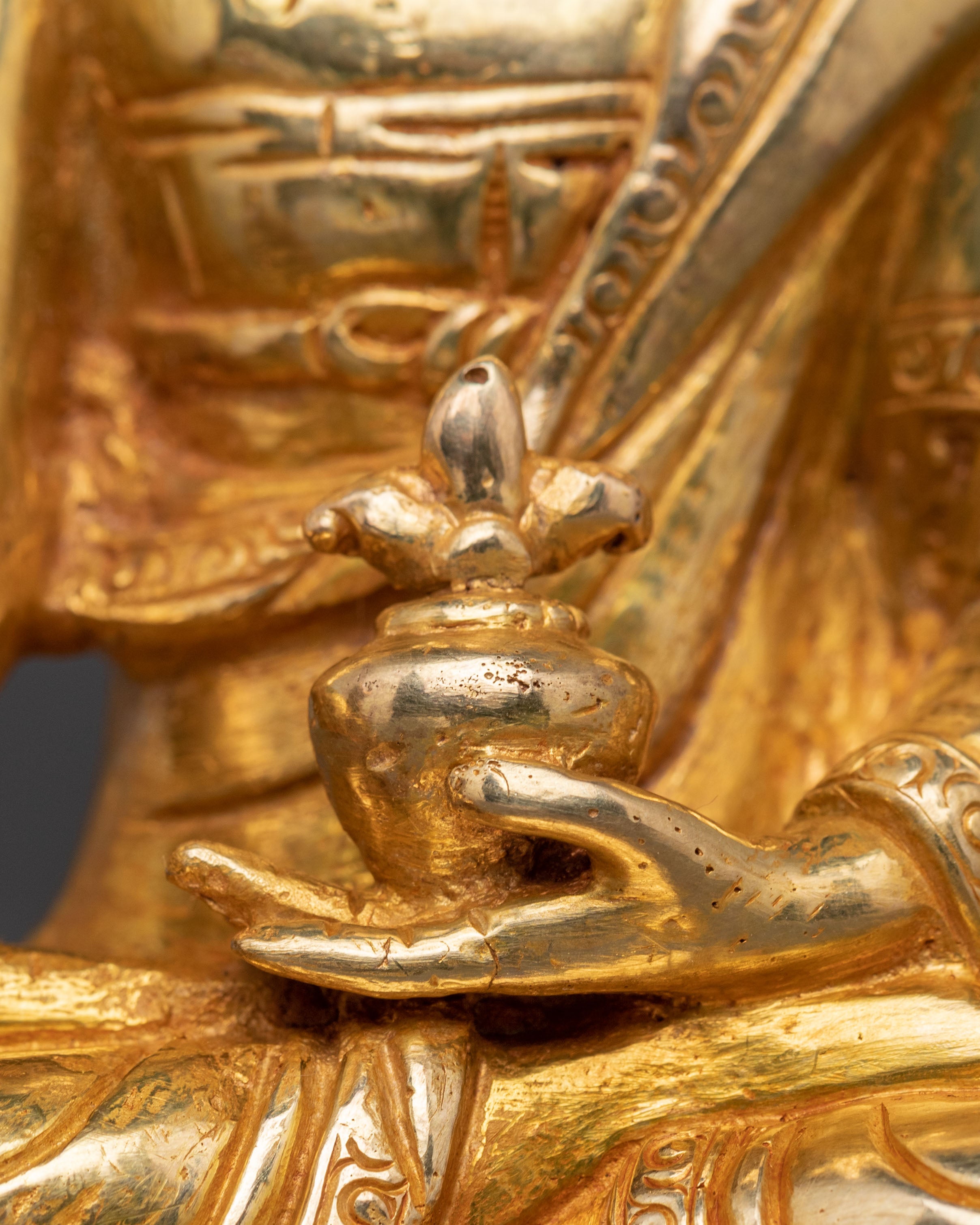 Medicine Buddha Gold Gilded Sacred Statue - Radiant Healing Art