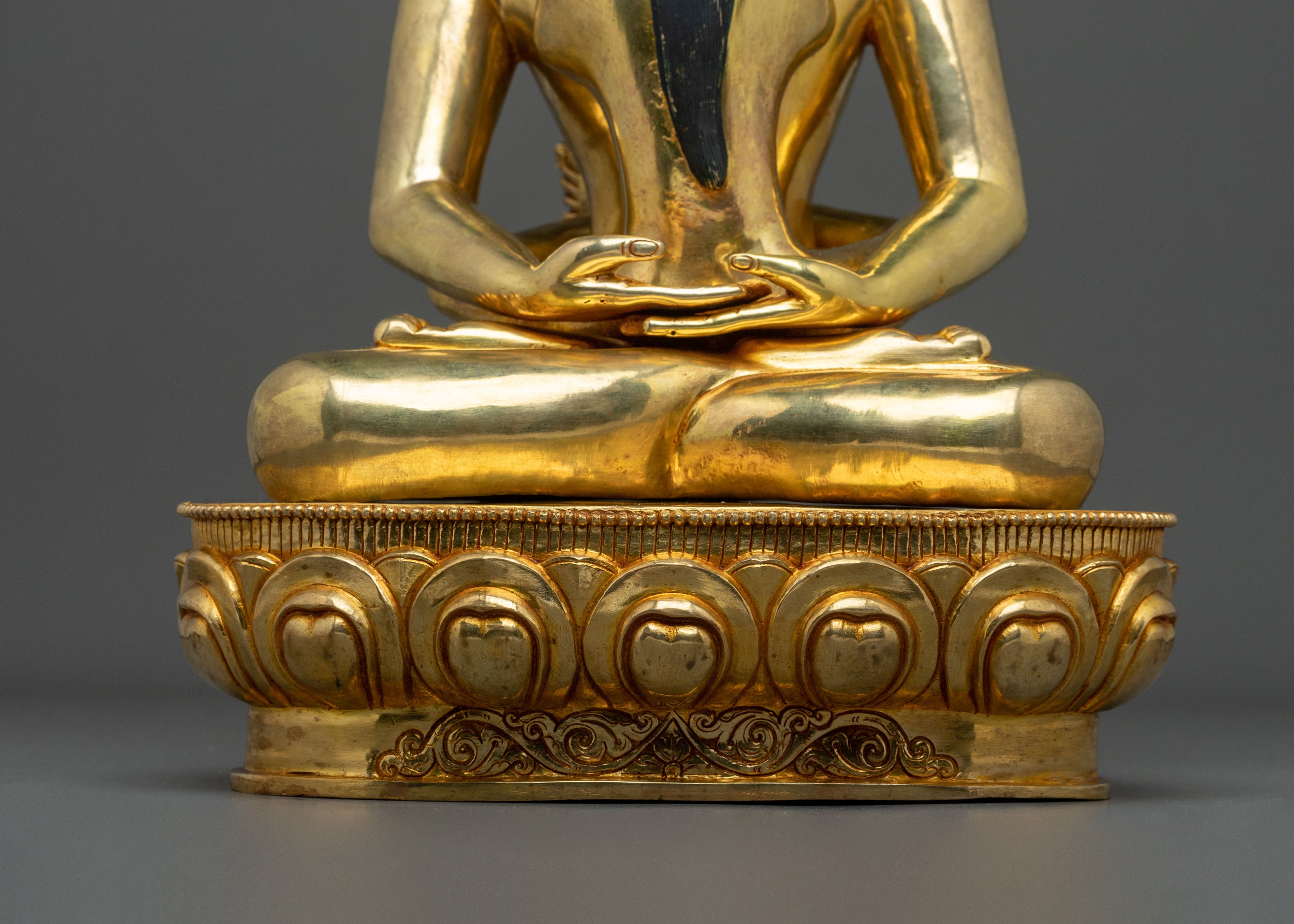 Samantabhadra Statue with Consort | 24K Gilded Copper Figurine