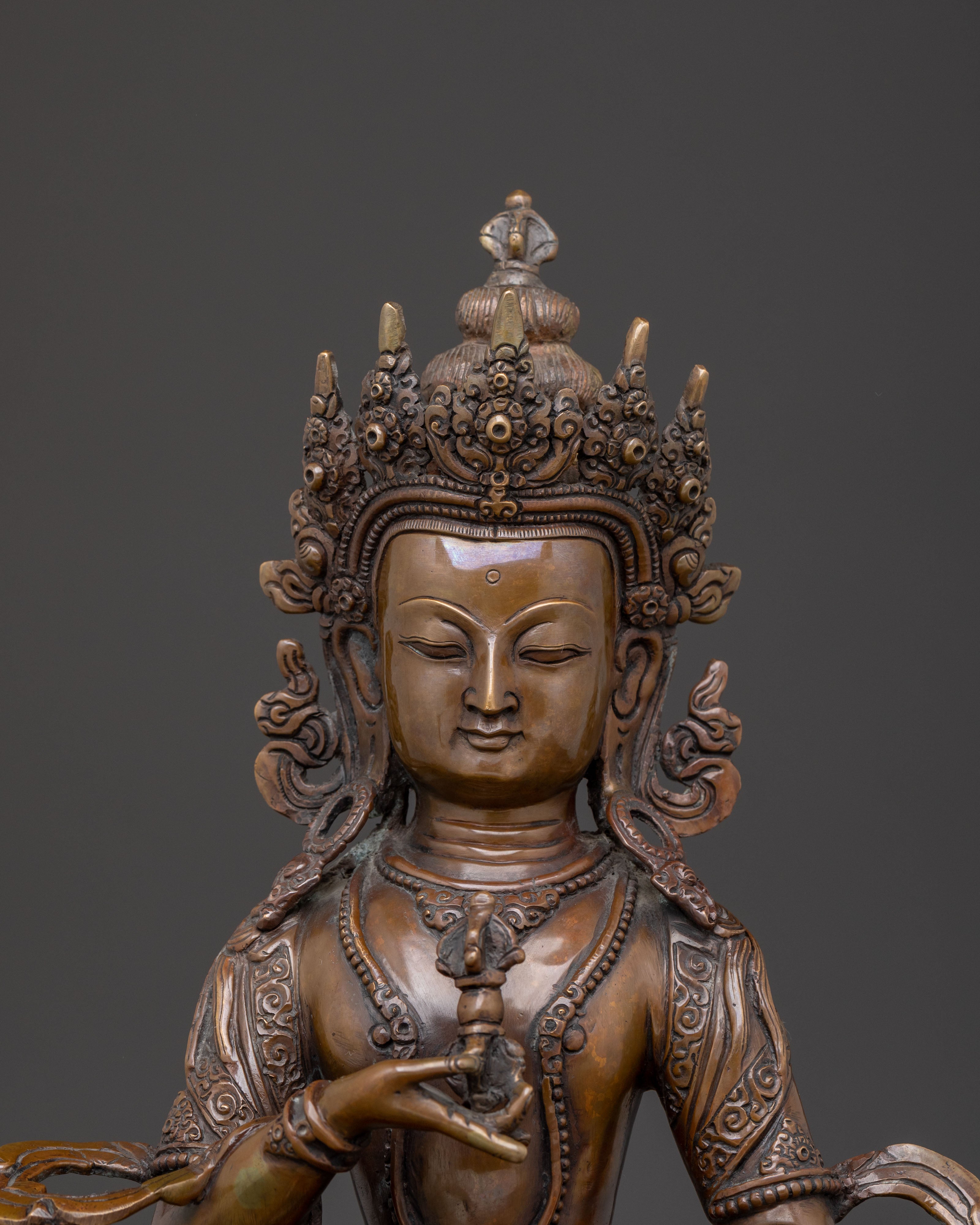 Vajrasattva Spiritual Statue | Oxidized Copper Figure