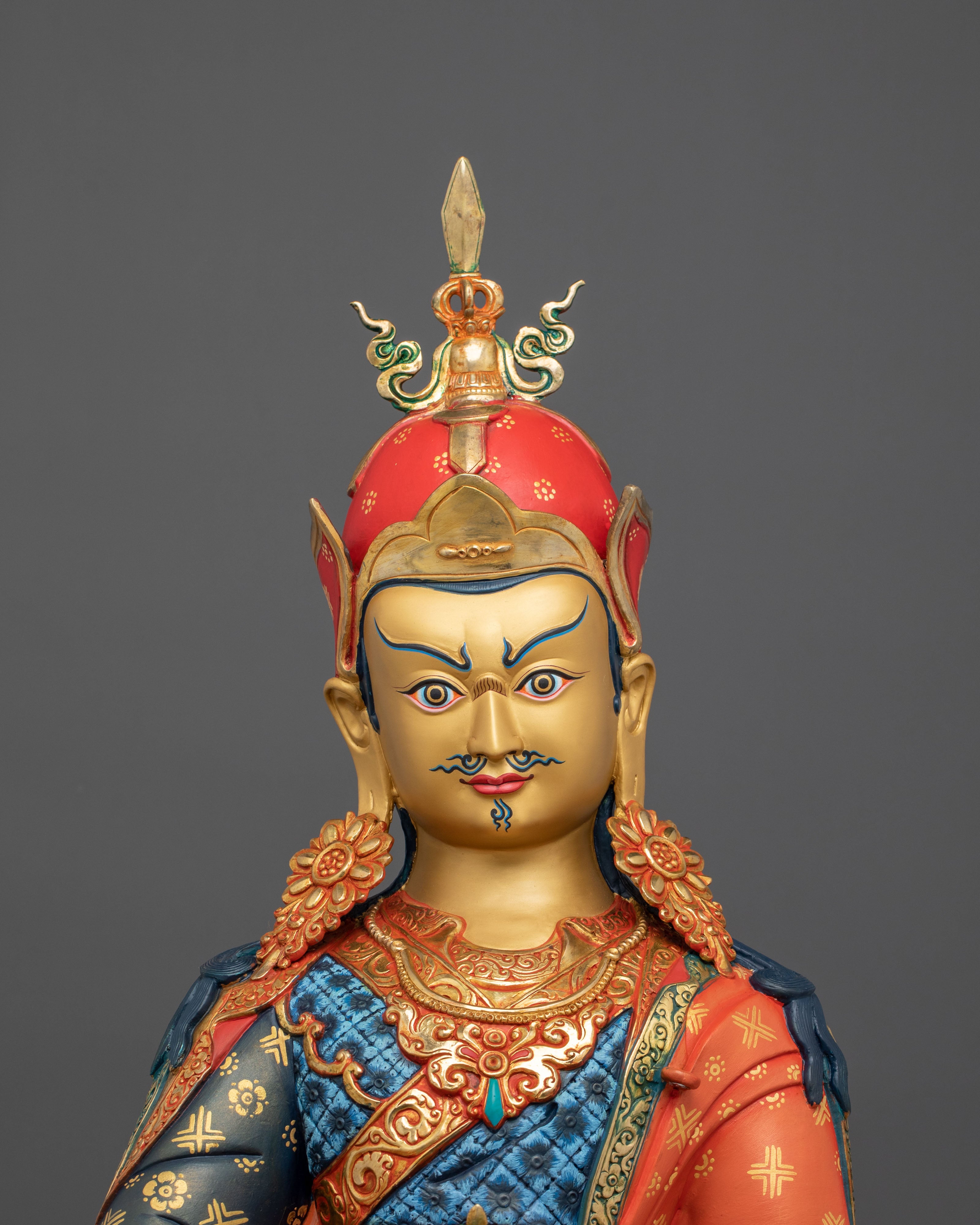 Guru Rinpoche Spiritual Figurine | Exquisite 24K Gilded Statue