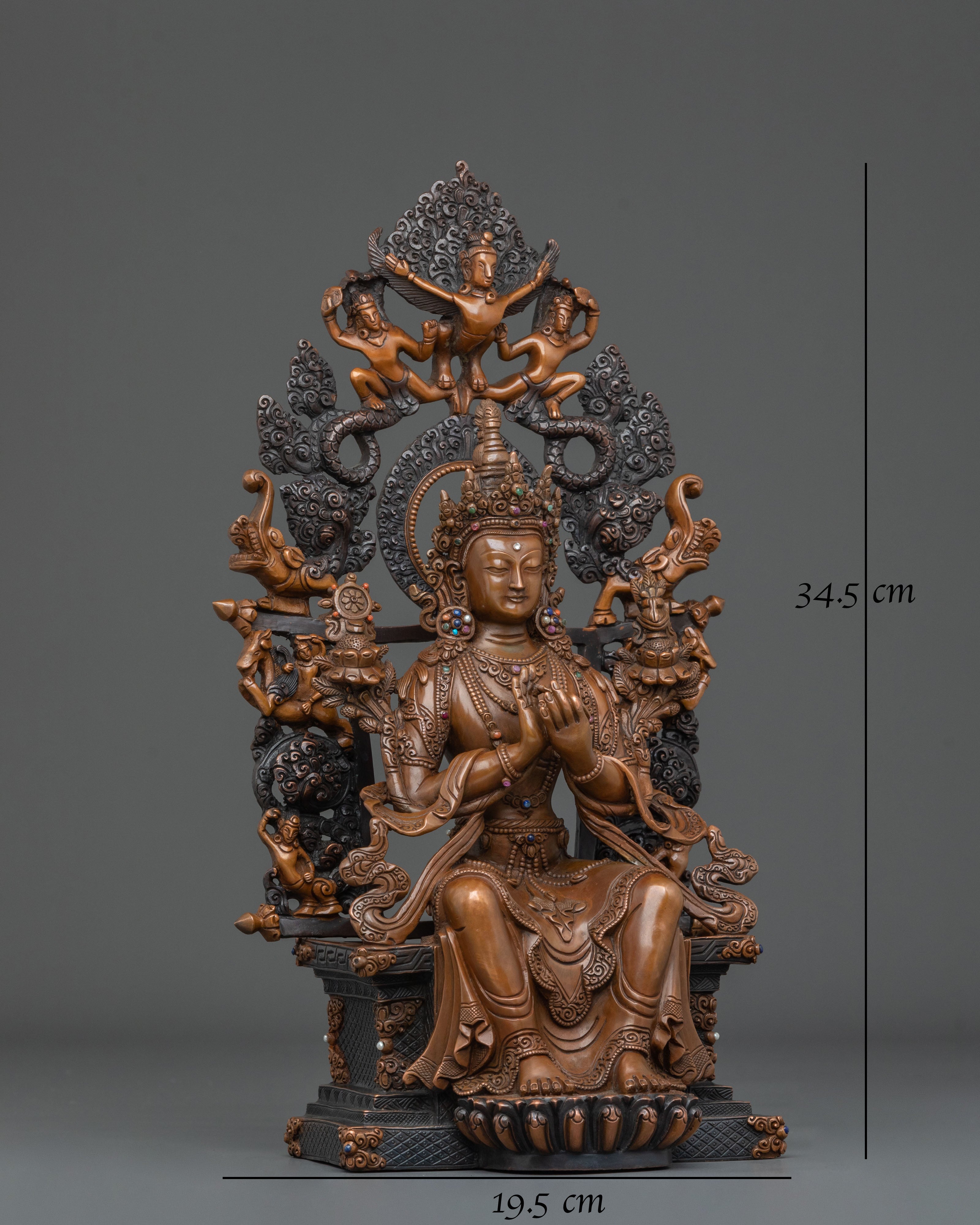 Future Buddha Maitreya Oxidized Statue