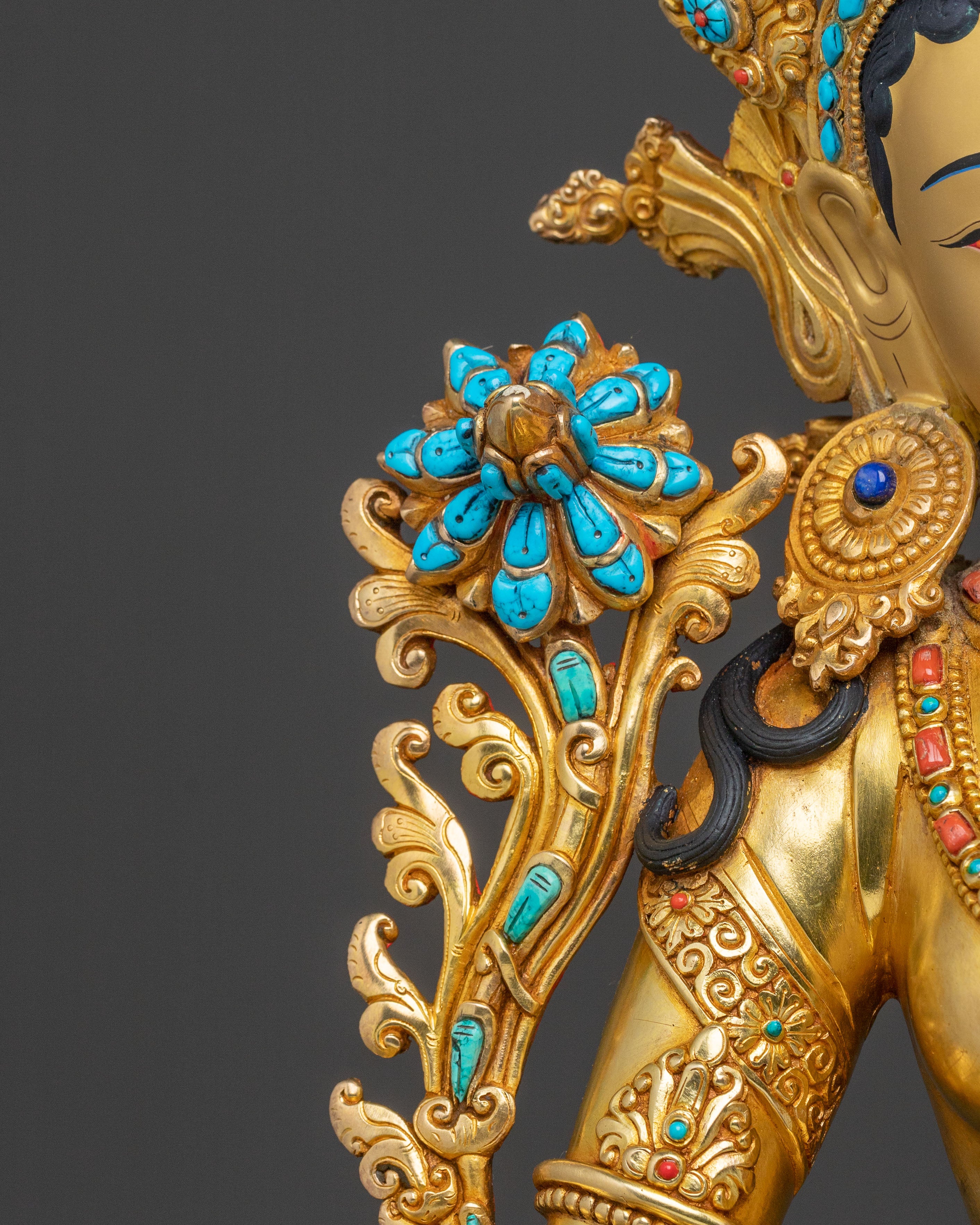 24K Gold Gilded Green Tara Statue | Liberator Figure