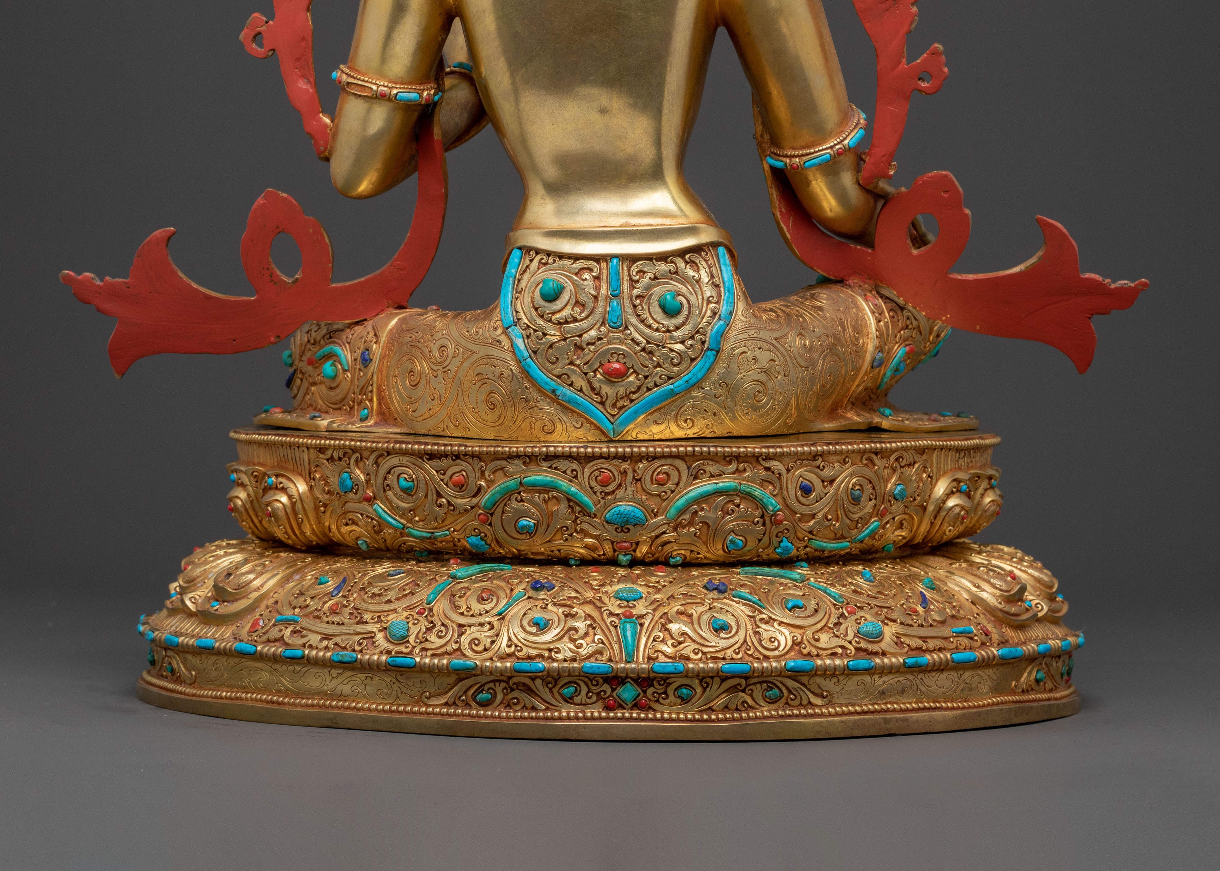 Handcrafted Green Tara Statue | 24K Gold Gilded