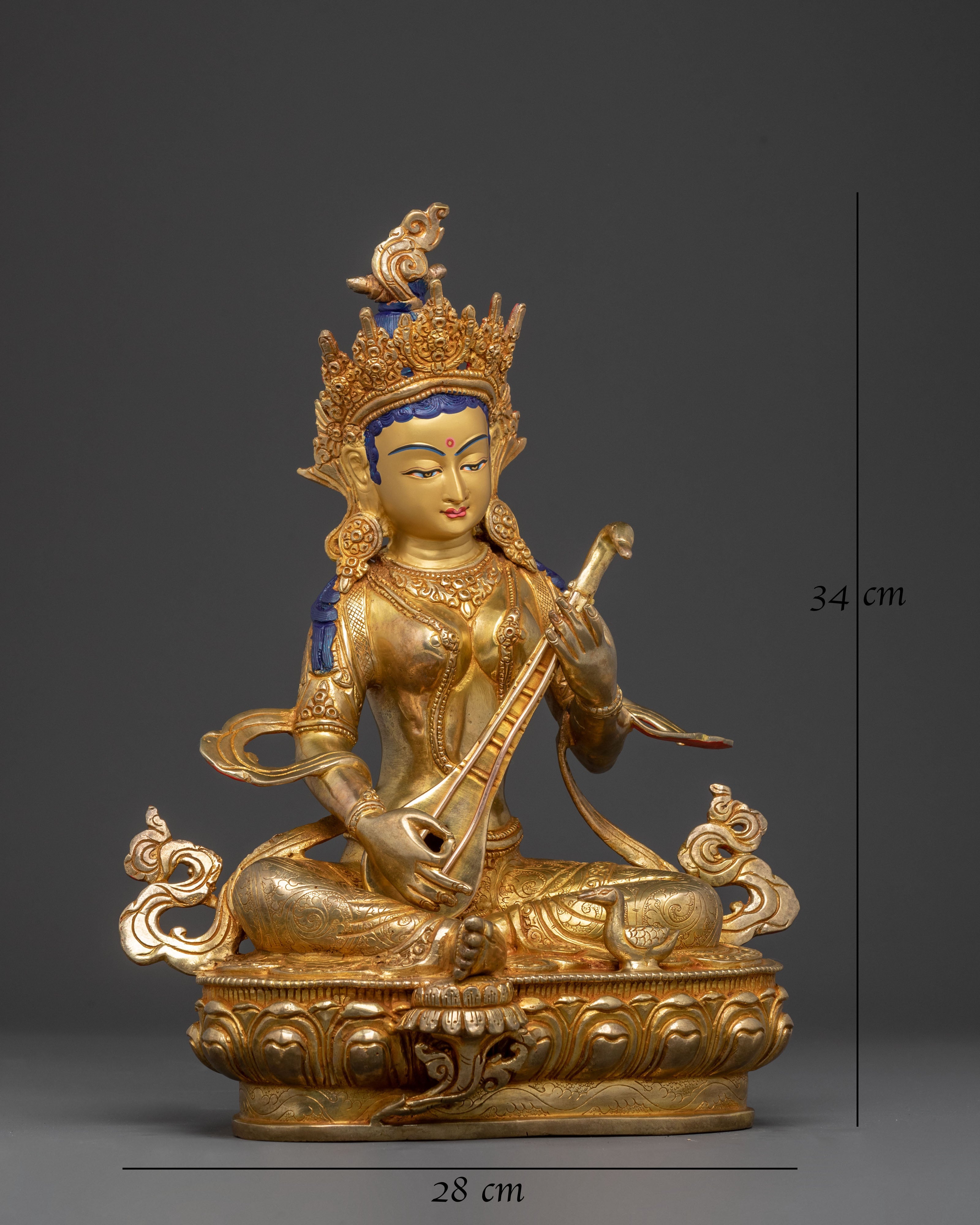 Goddess Saraswati Spiritual Statue - Handcrafted Serenity