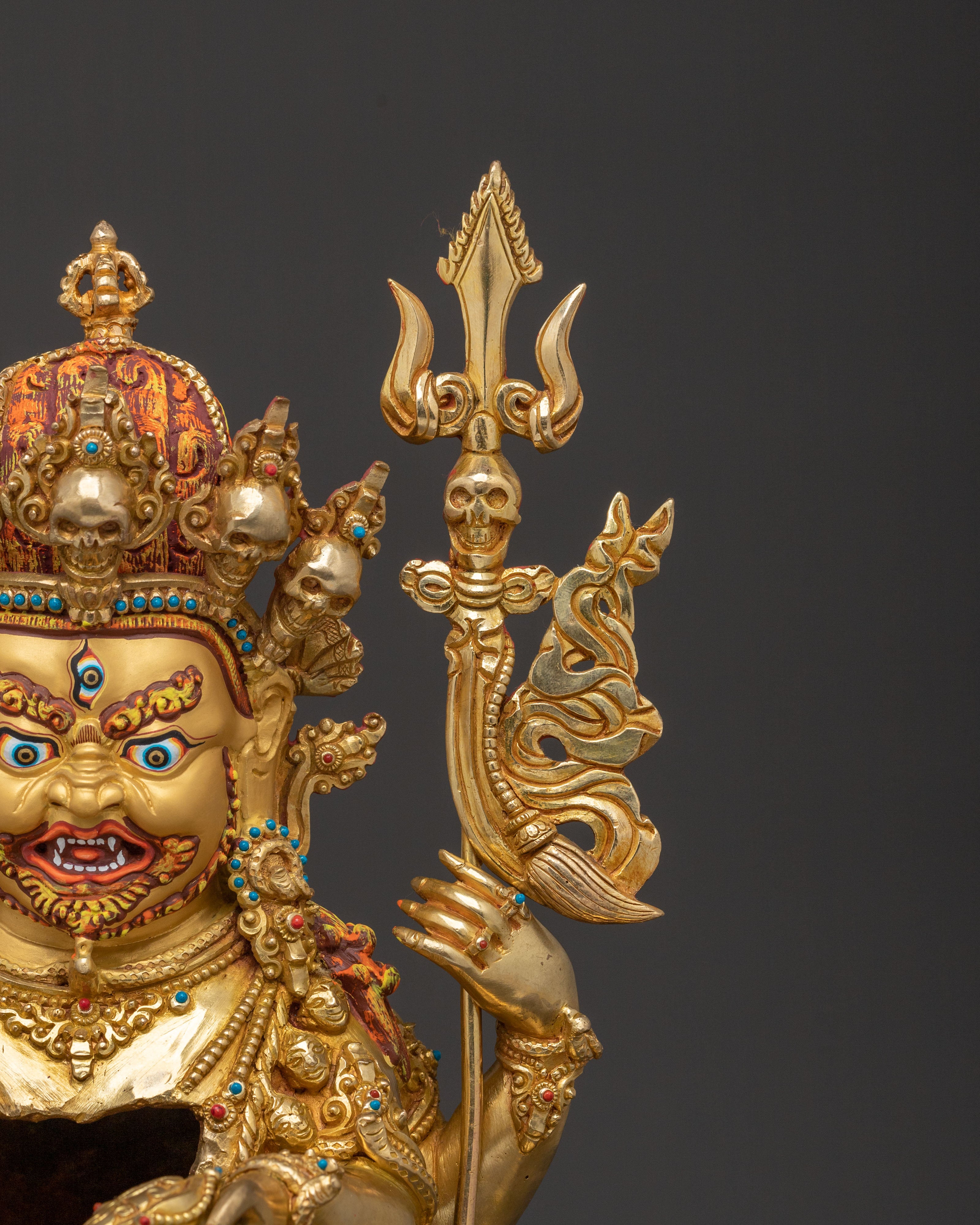 Chaturbhuja Mahakala Statue with Consort | Sacred Figurine