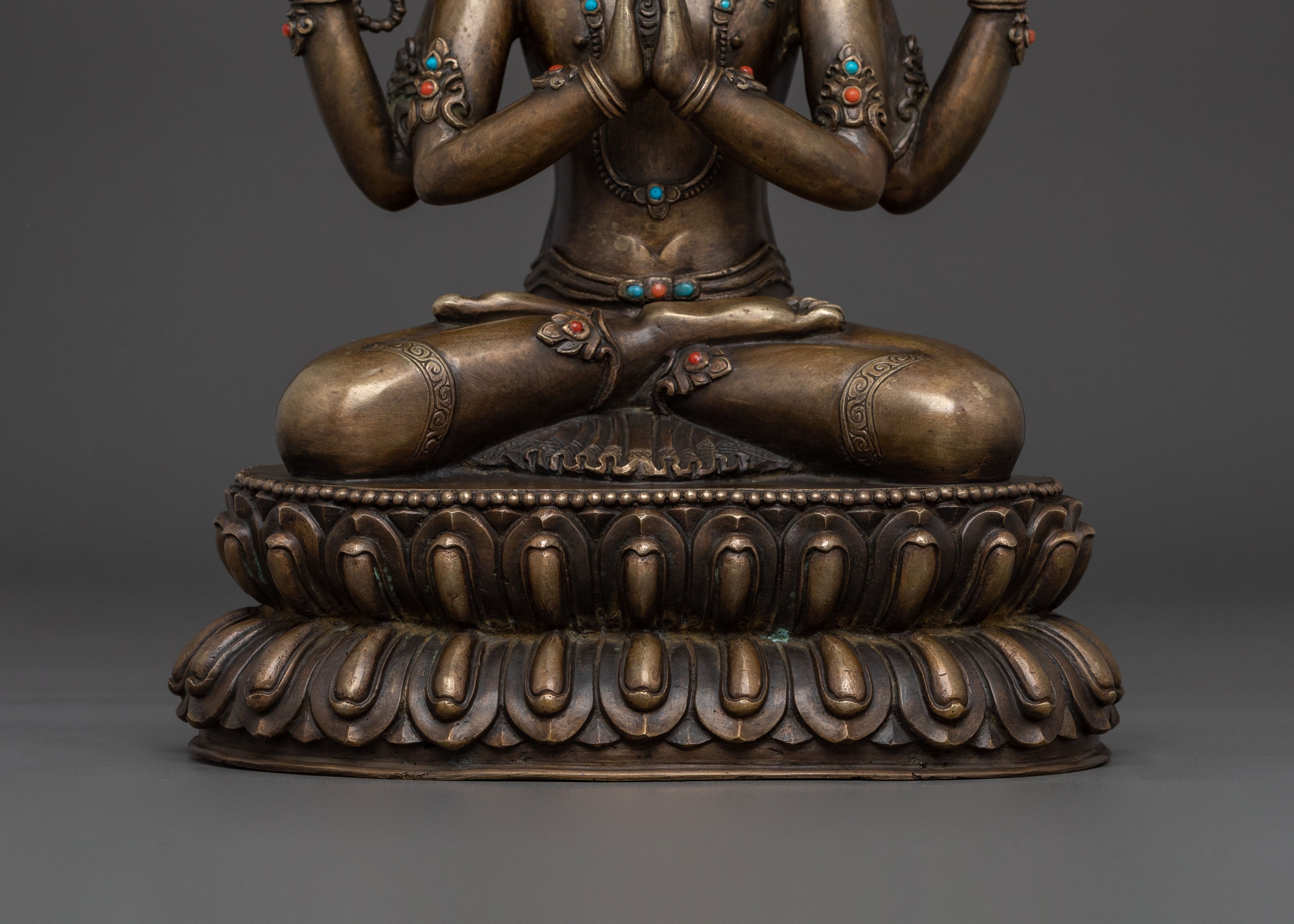 Exquisite Chenrezig Prayer Statue | Traditional Himalayan Artwork