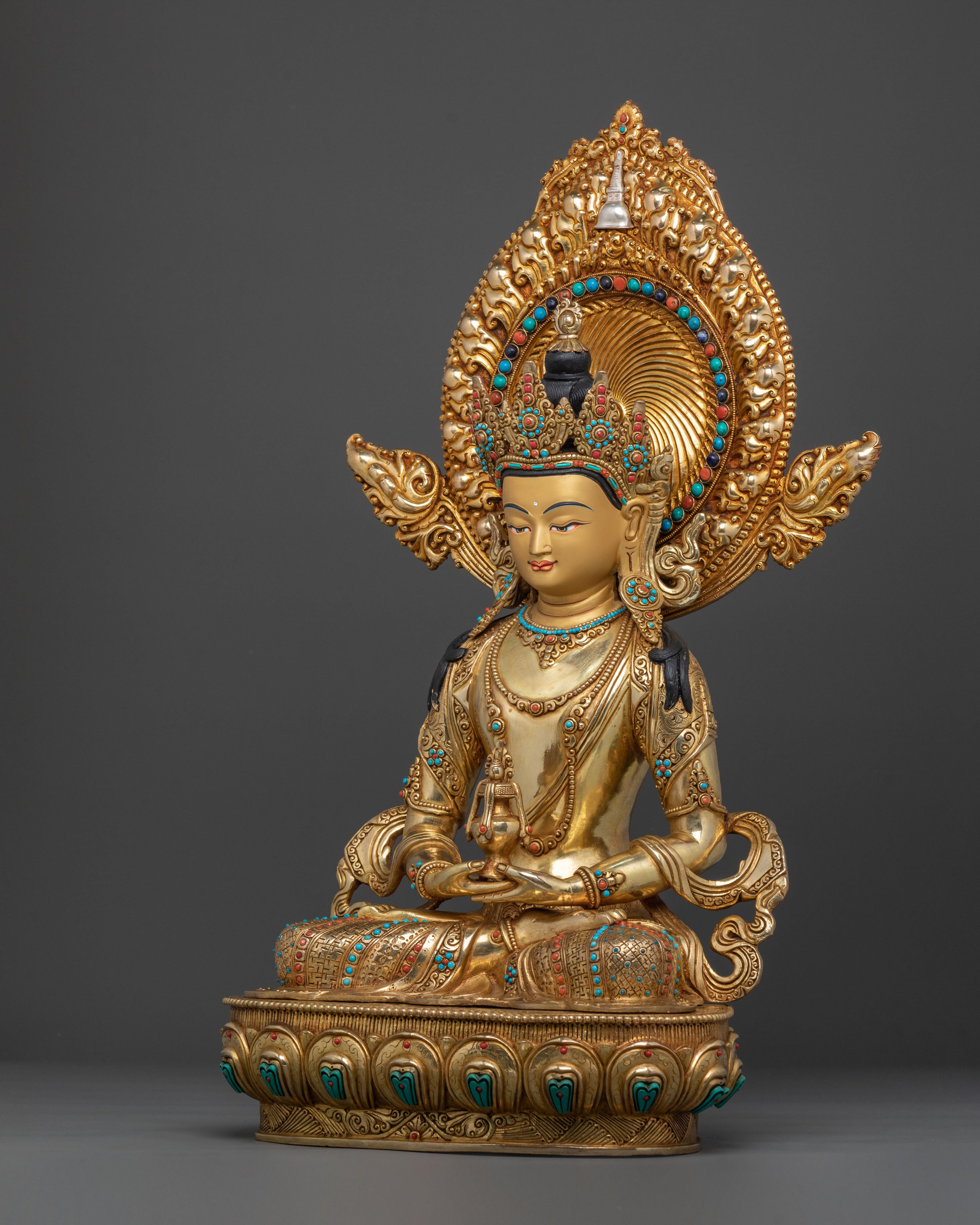 Amitayus Statue | 24K Gold Gilded Figurine