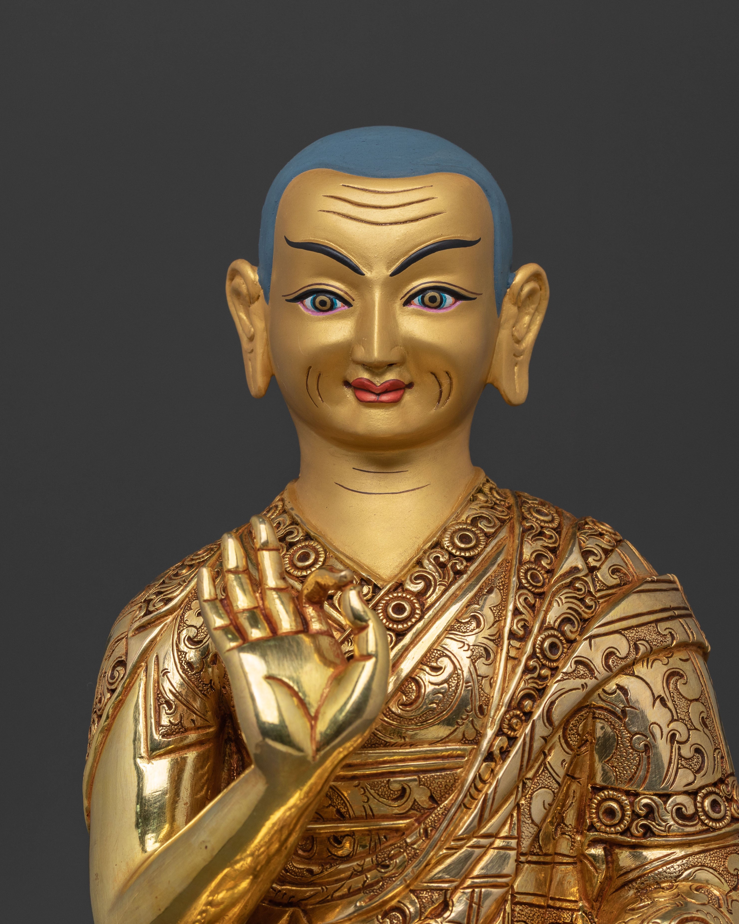 Buddhist Statue Set of Tsongkhapa with Disciples – Gilded Copper Masterpiece