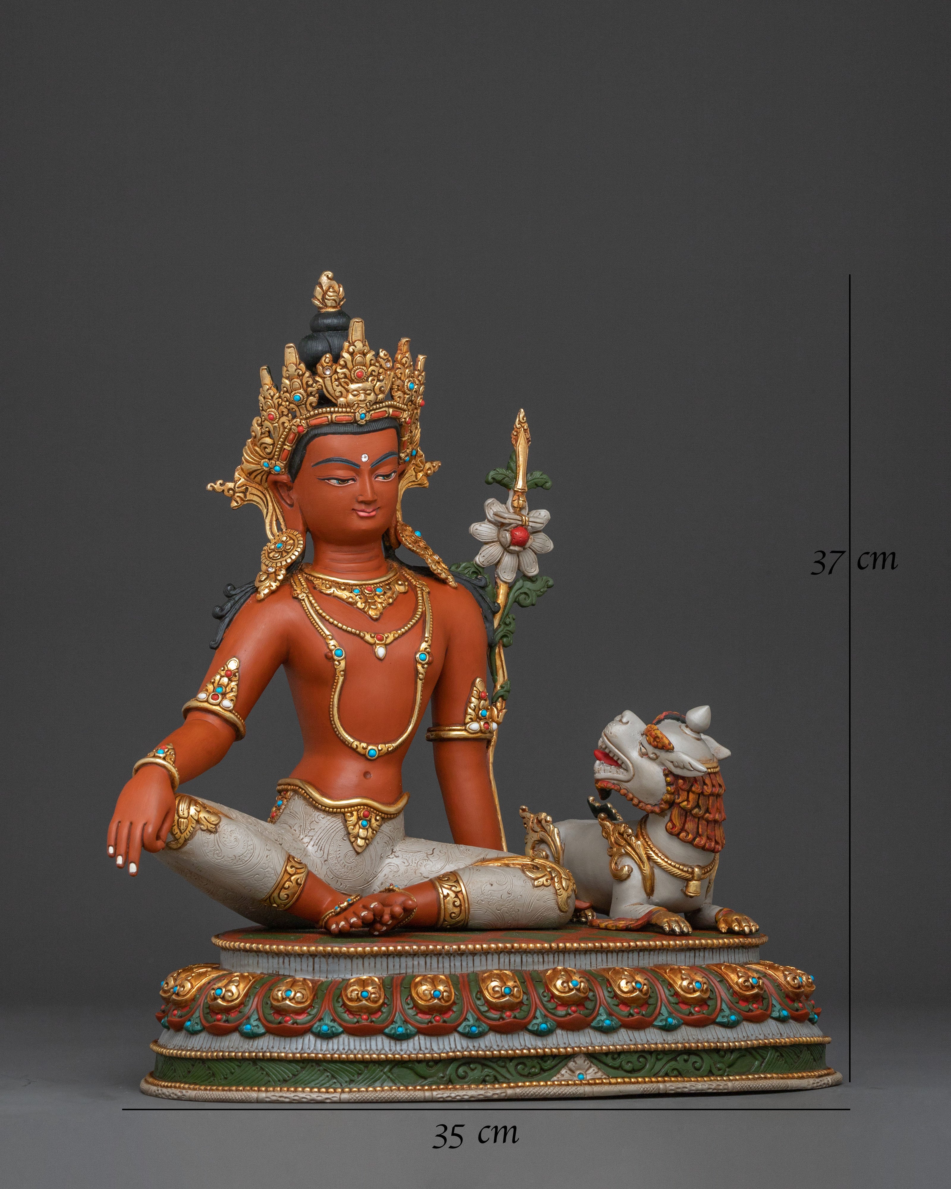 Majestic Wisdom Deity Simhanada Manjushri Statue