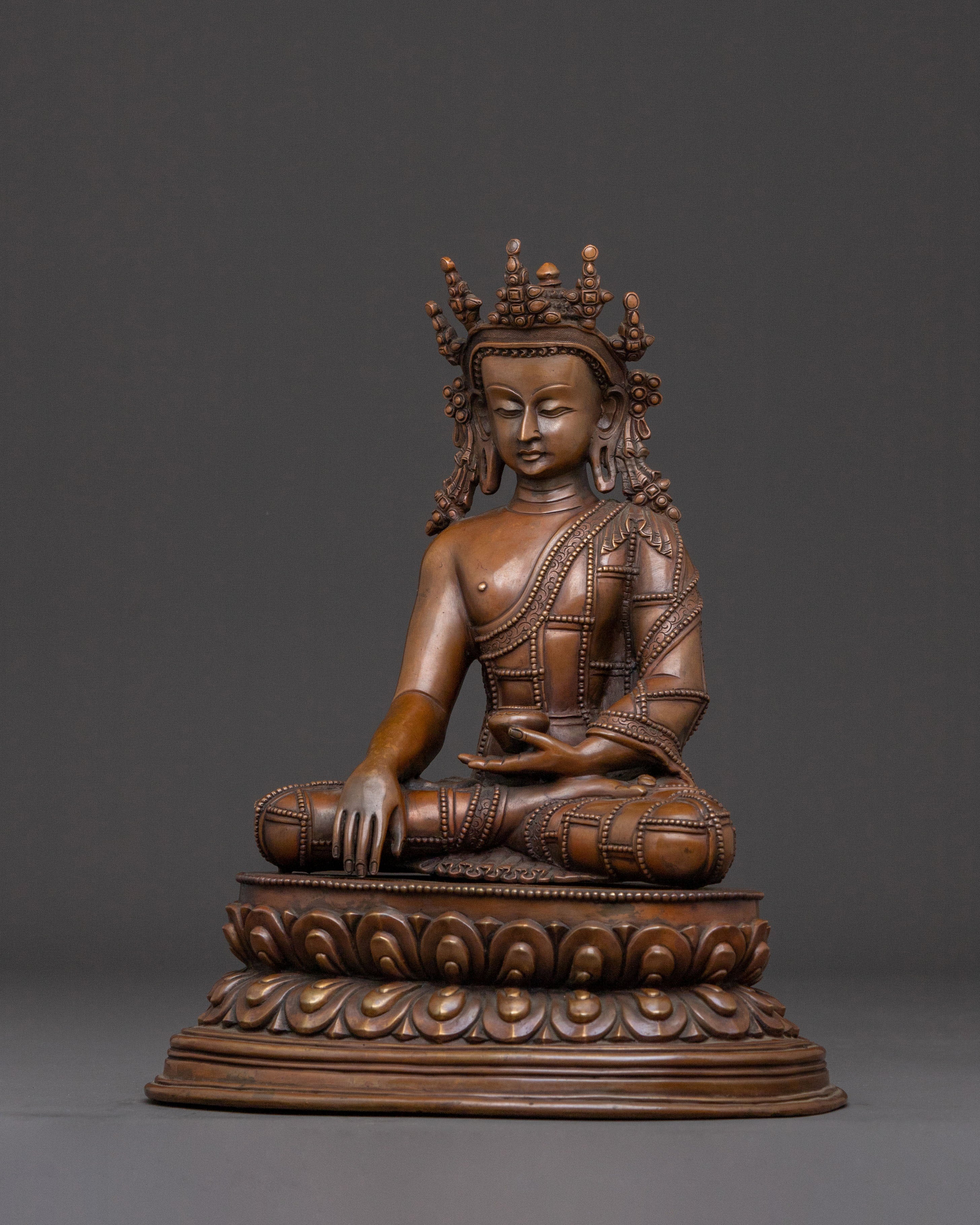 Shakyamuni Buddha Statue with Crown | Meditation Figure