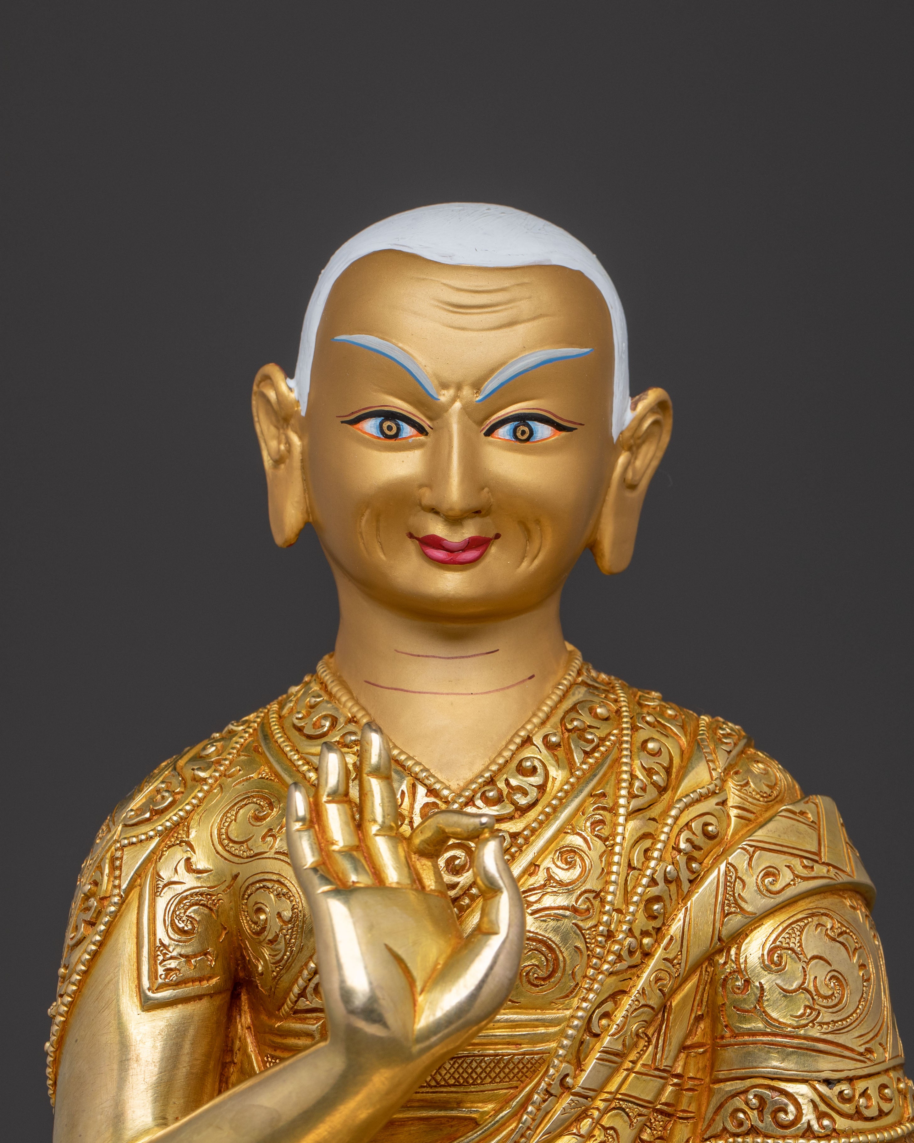 Master Je Tsongkhapa with Disciples Statue Set | Gilded Copper Artistry