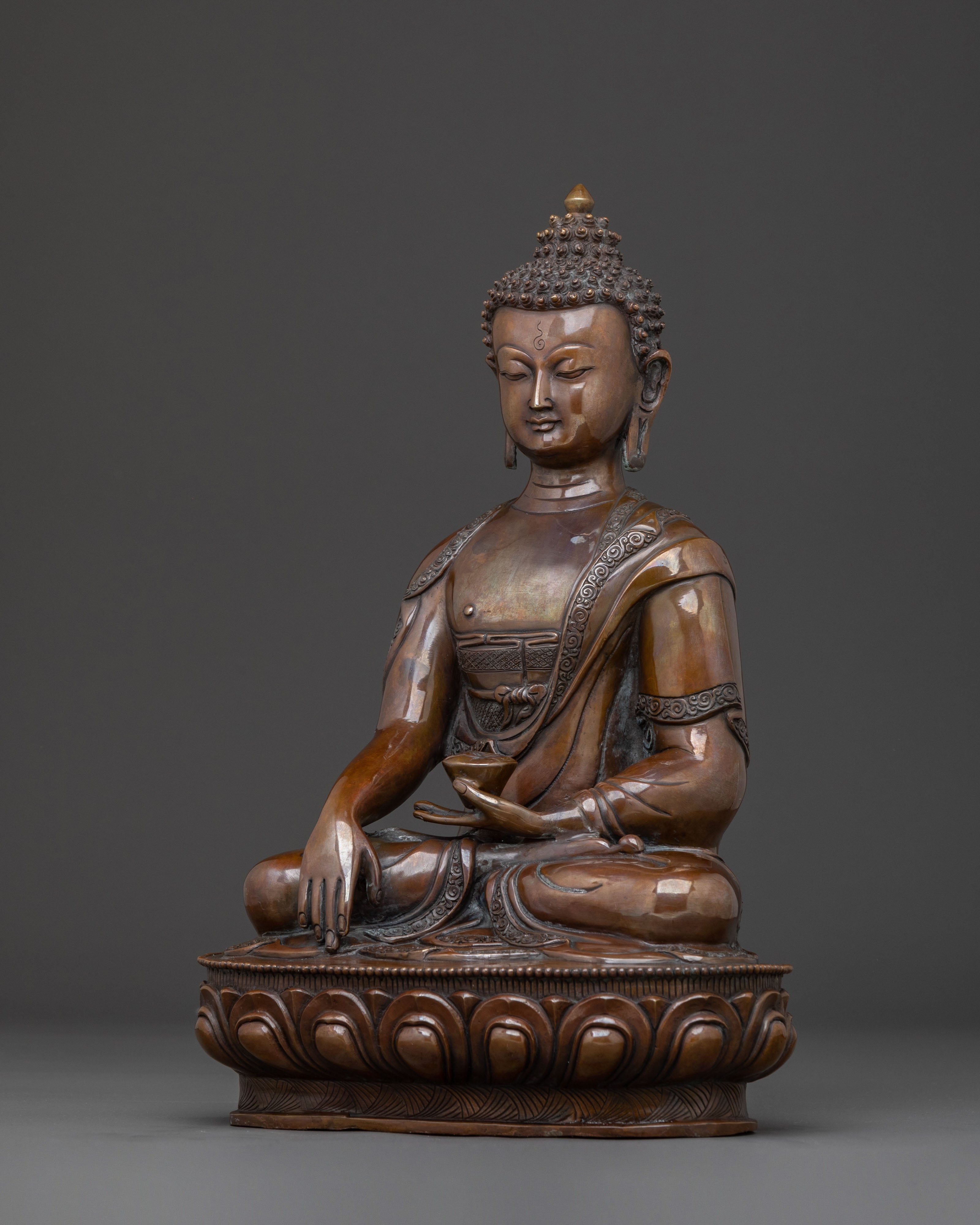 Shakyamuni Buddha Statue – Oxidized Copper Serenity
