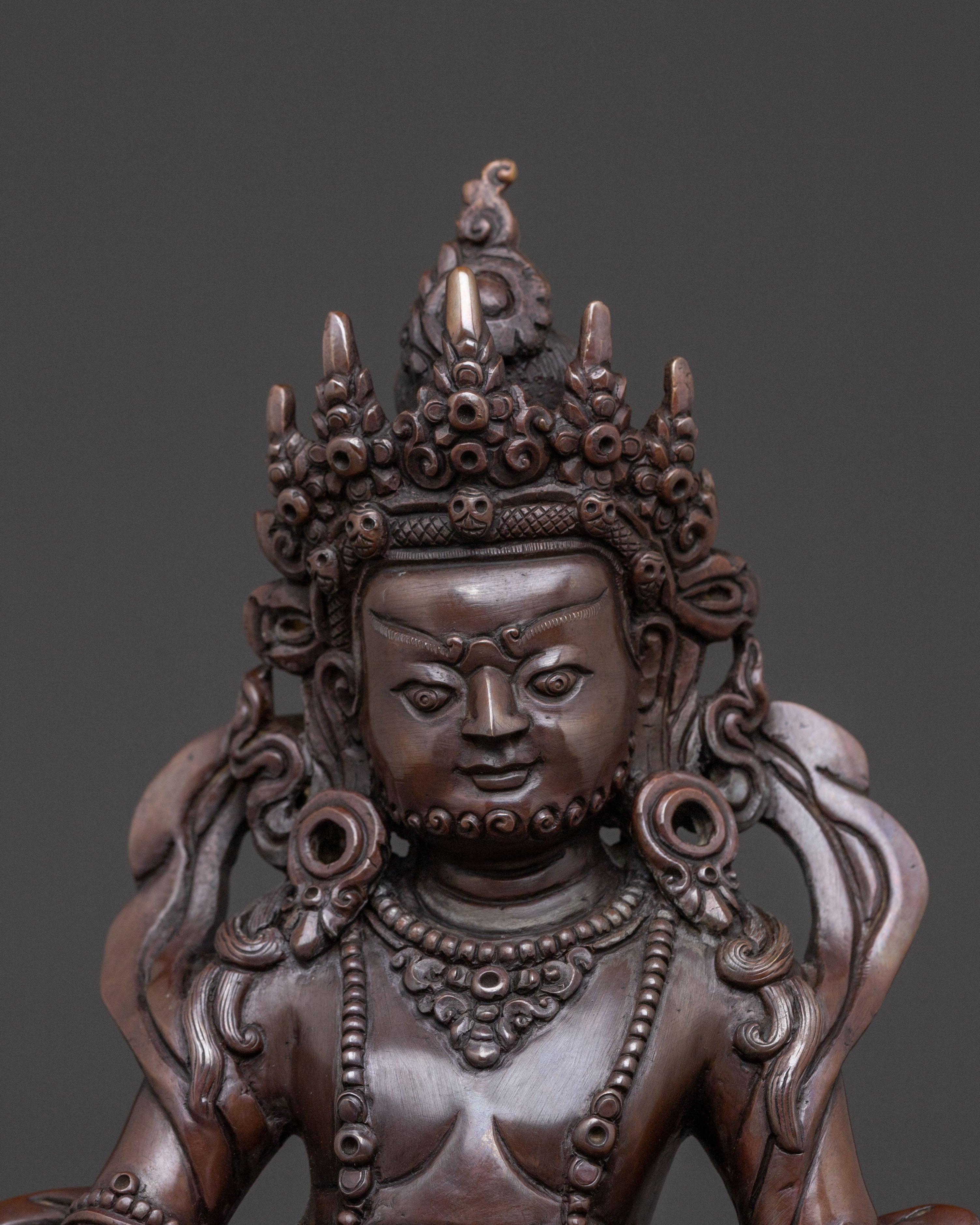 Dzambhala Statue: Oxidized Copper Statue