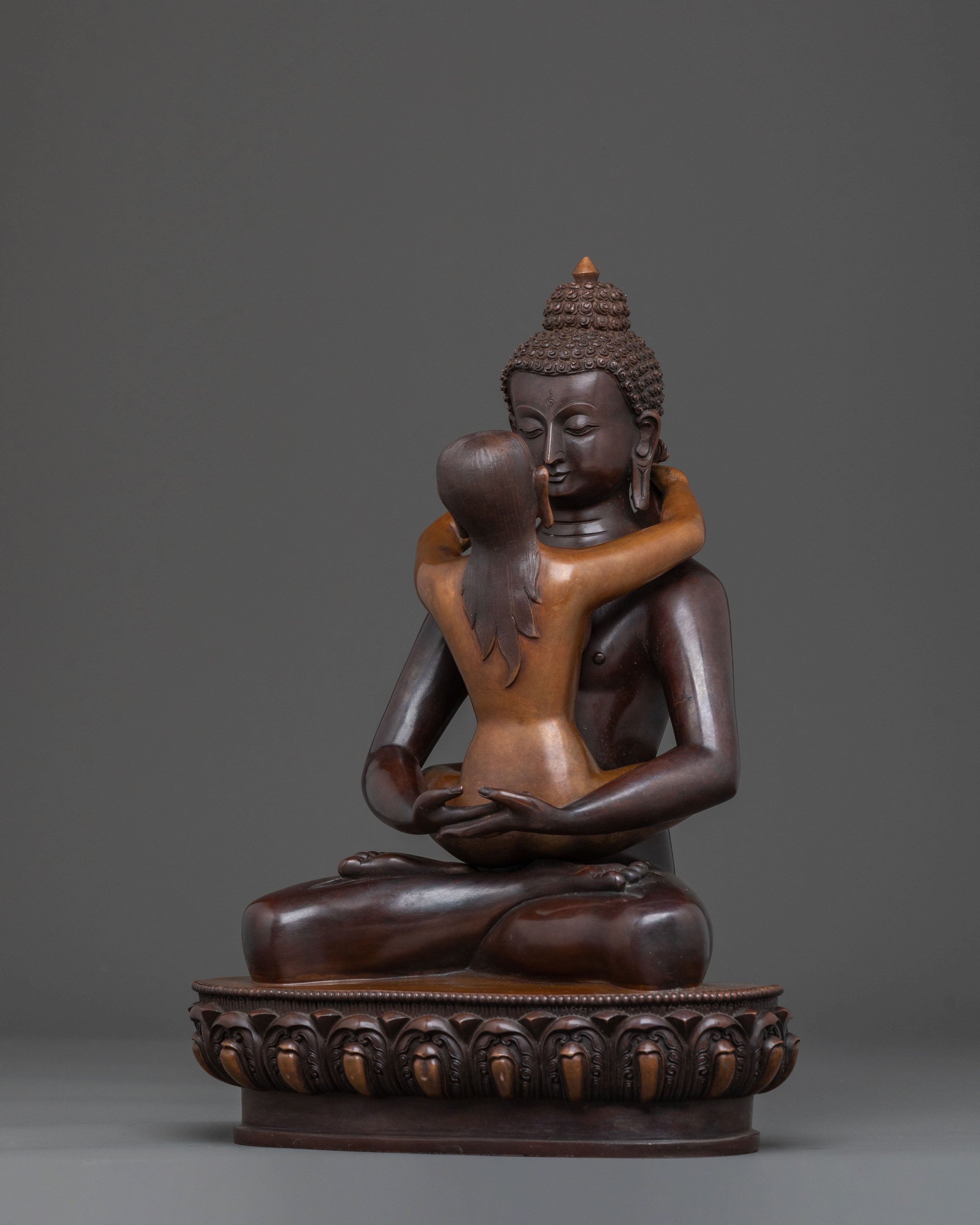 Samantabhadra with His Consort Statue | Oxidized Copper