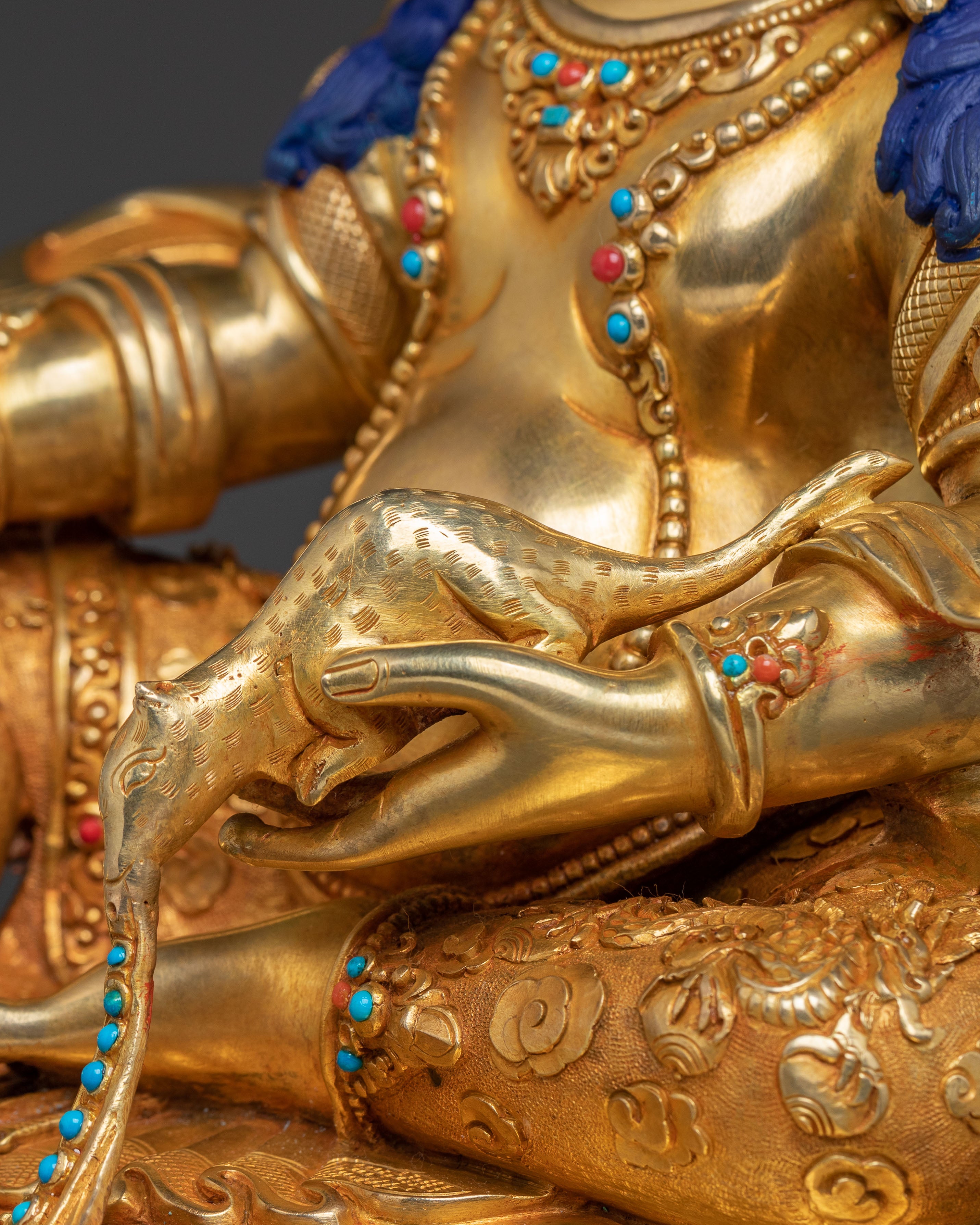 Dzambhala Sculpture on Throne | Buddhist Wealth Deity