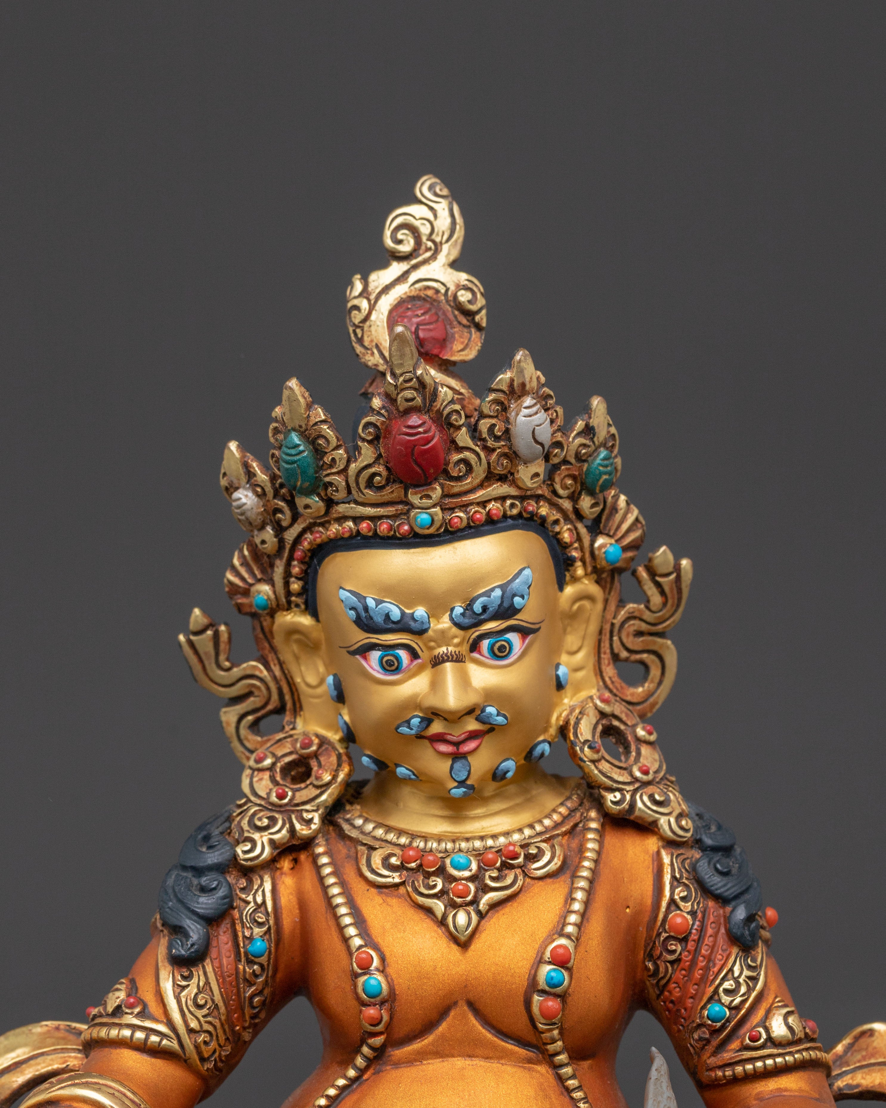 24K Gold Gilded Copper Dzambhala Statue – Exquisite Artisanal Masterpiece