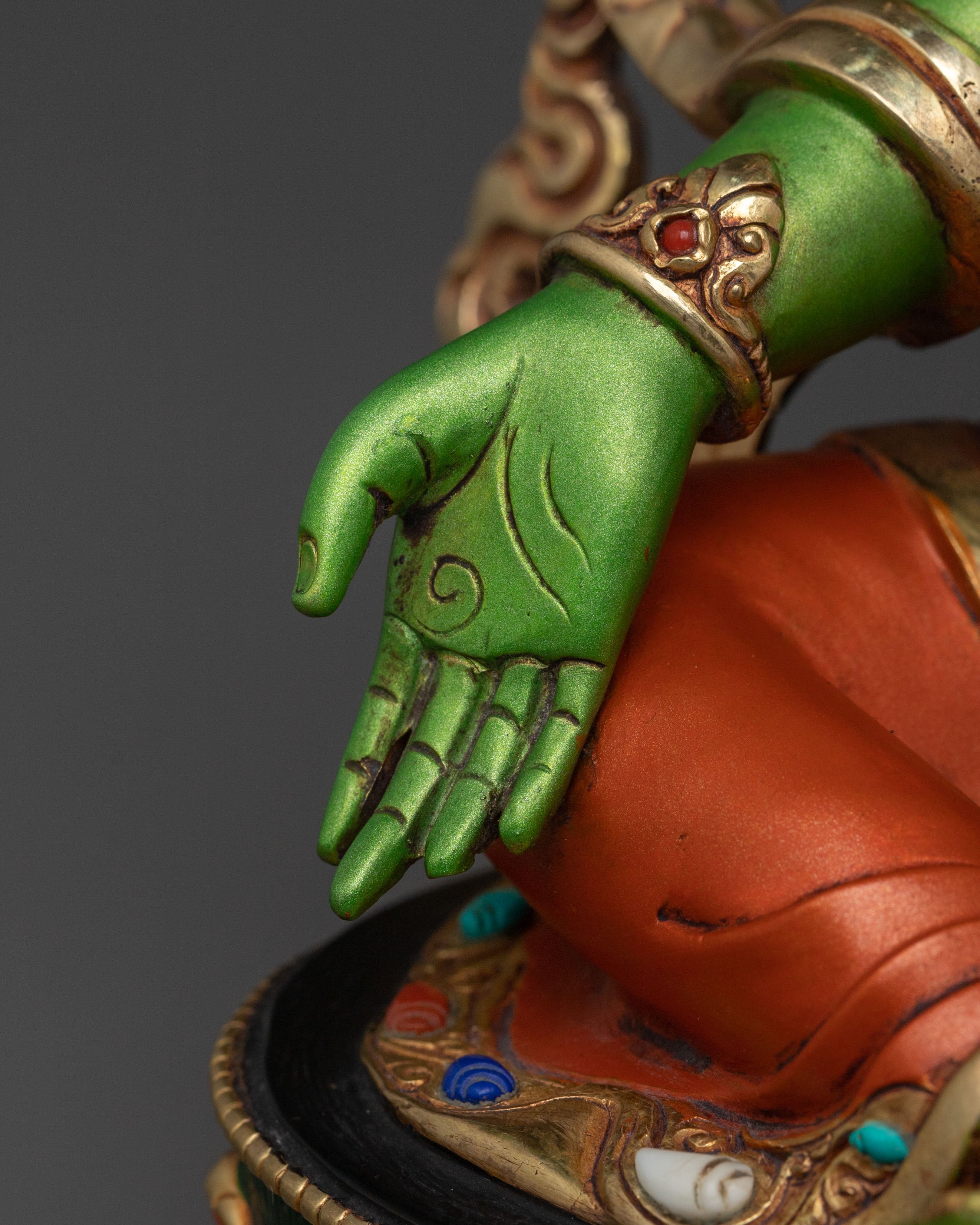 Handcrafted Green Tara Tibetan Statue | Spiritual Icon